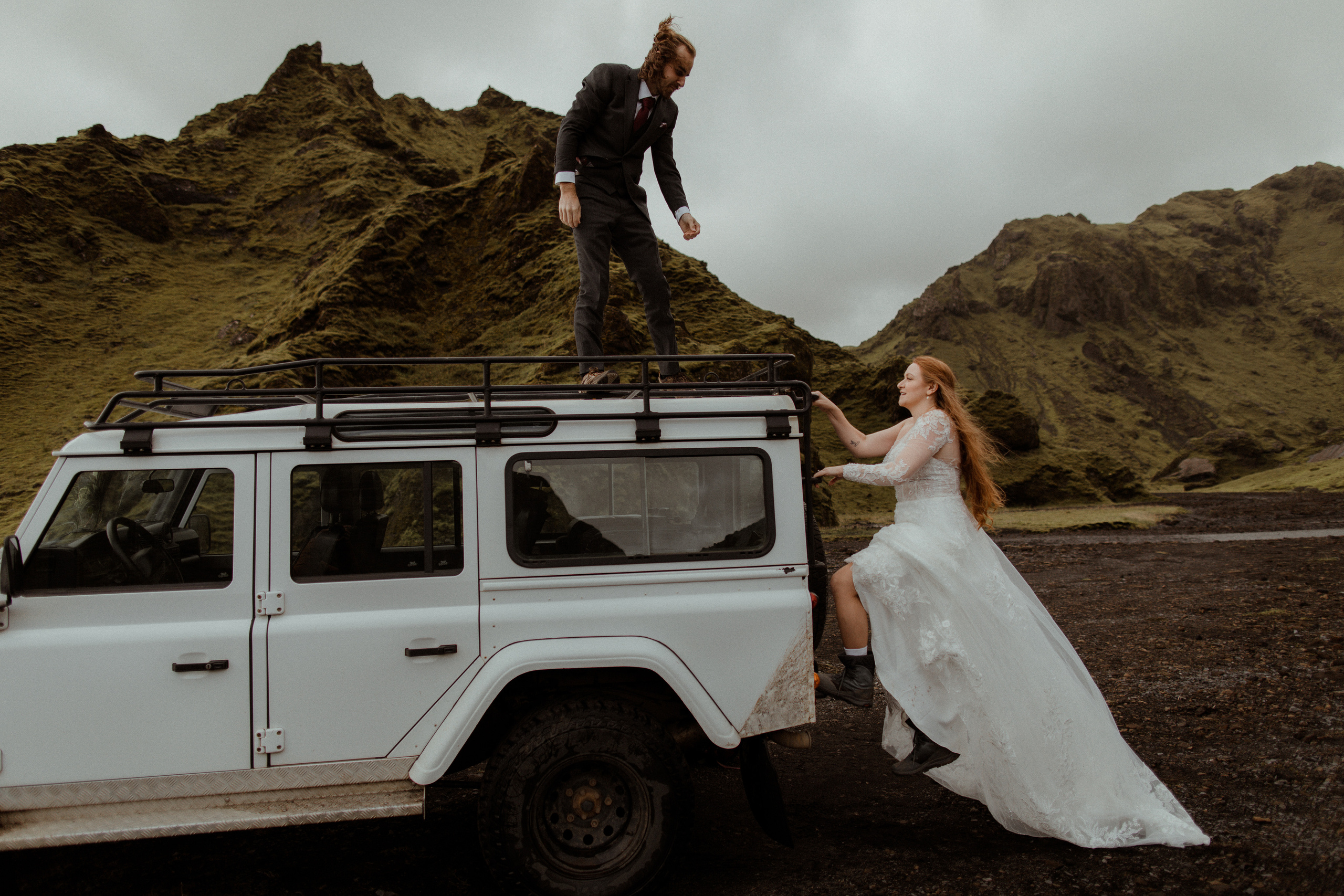 Ceremony at secret waterfall Iceland. Iceland elopement photographer & videographer
