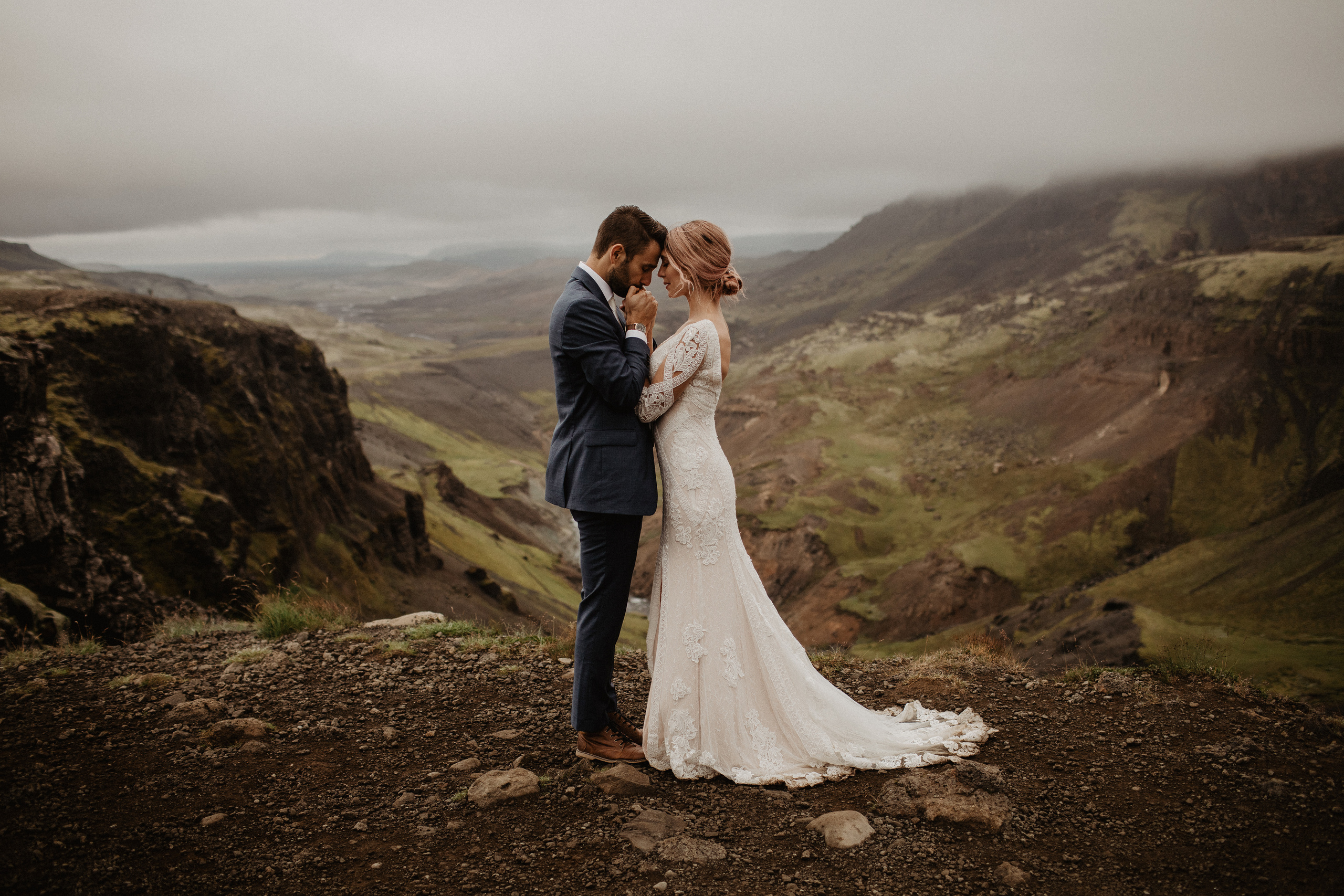 Elopement at Haifoss waterfall. Iceland elopement photo and video | Nikolaichik Photo