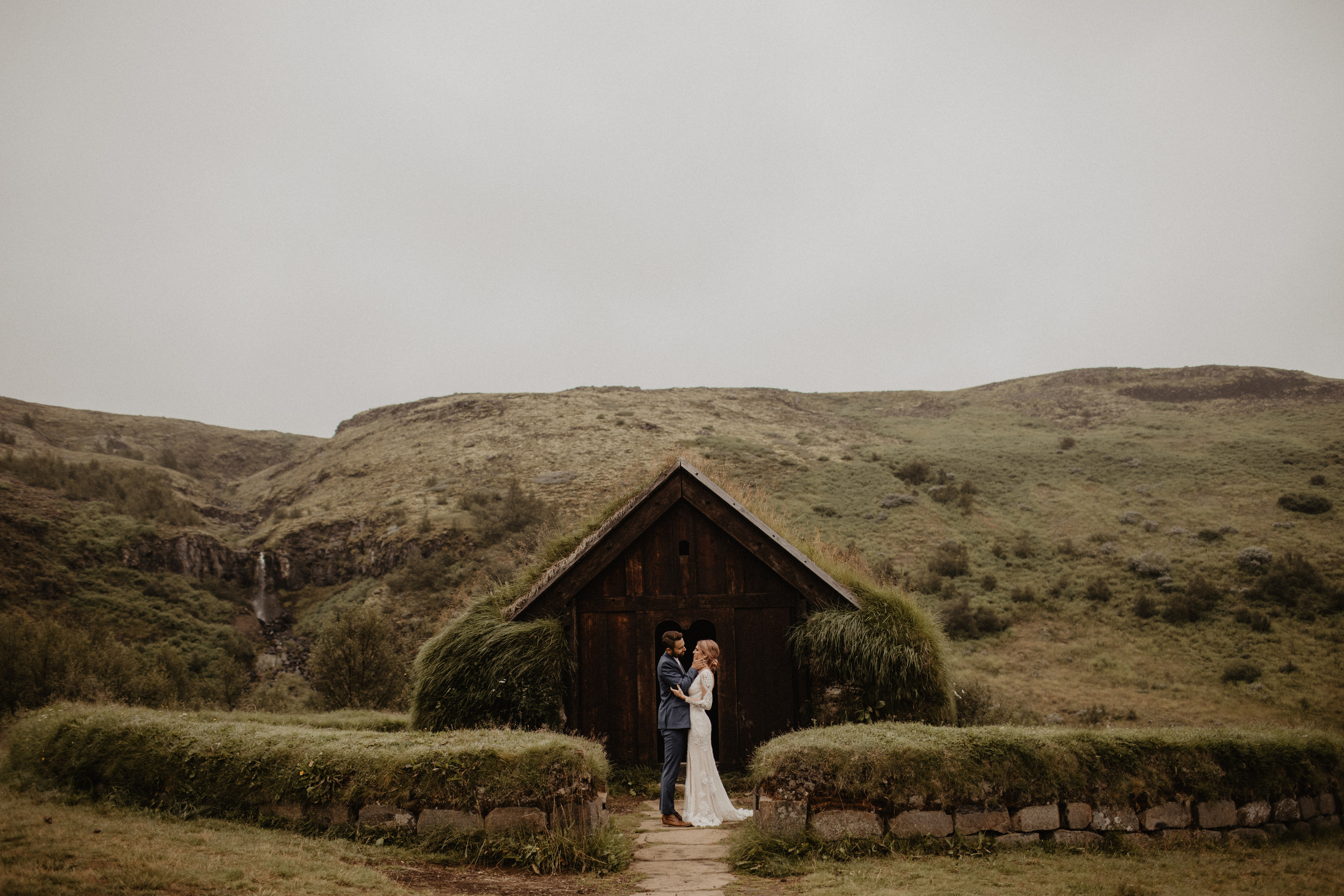 Elopement at Haifoss waterfall. Iceland elopement photo and video | Nikolaichik Photo