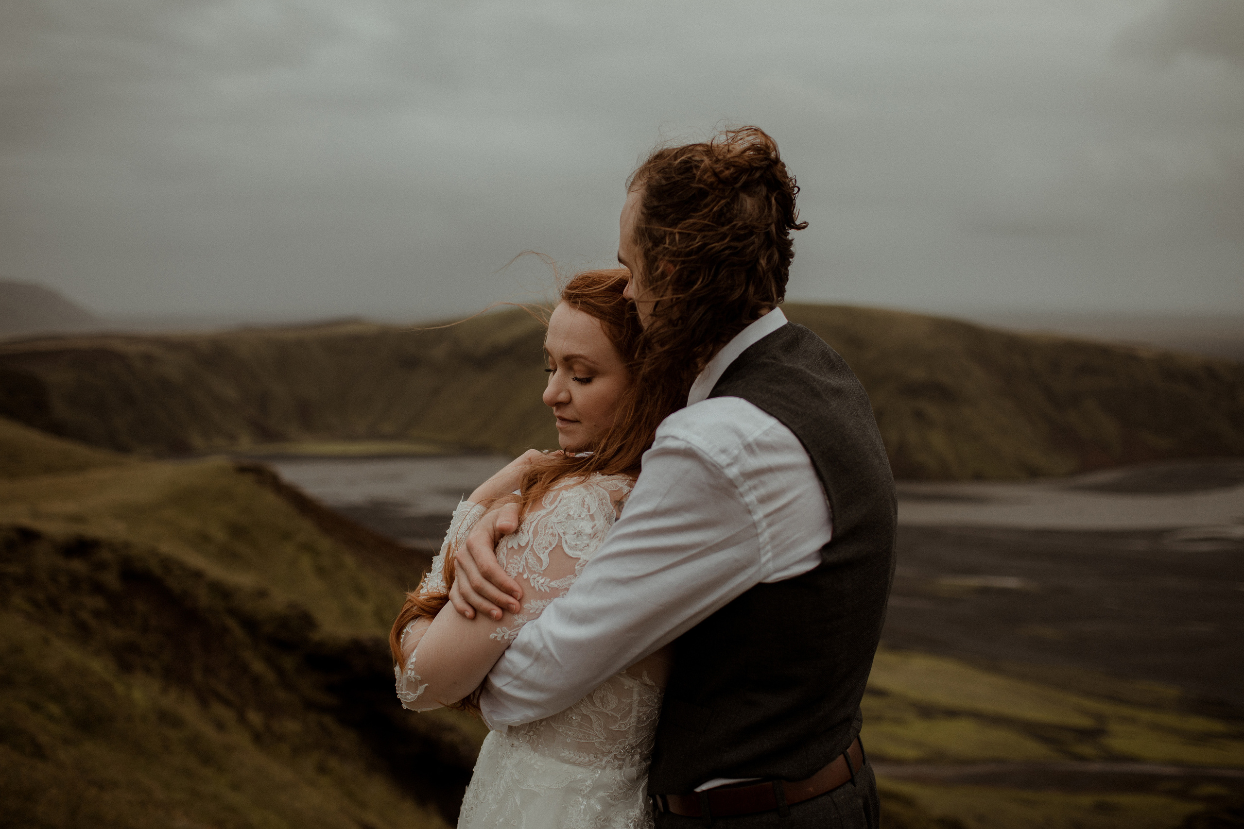 Ceremony at secret waterfall Iceland. Iceland elopement photographer & videographer