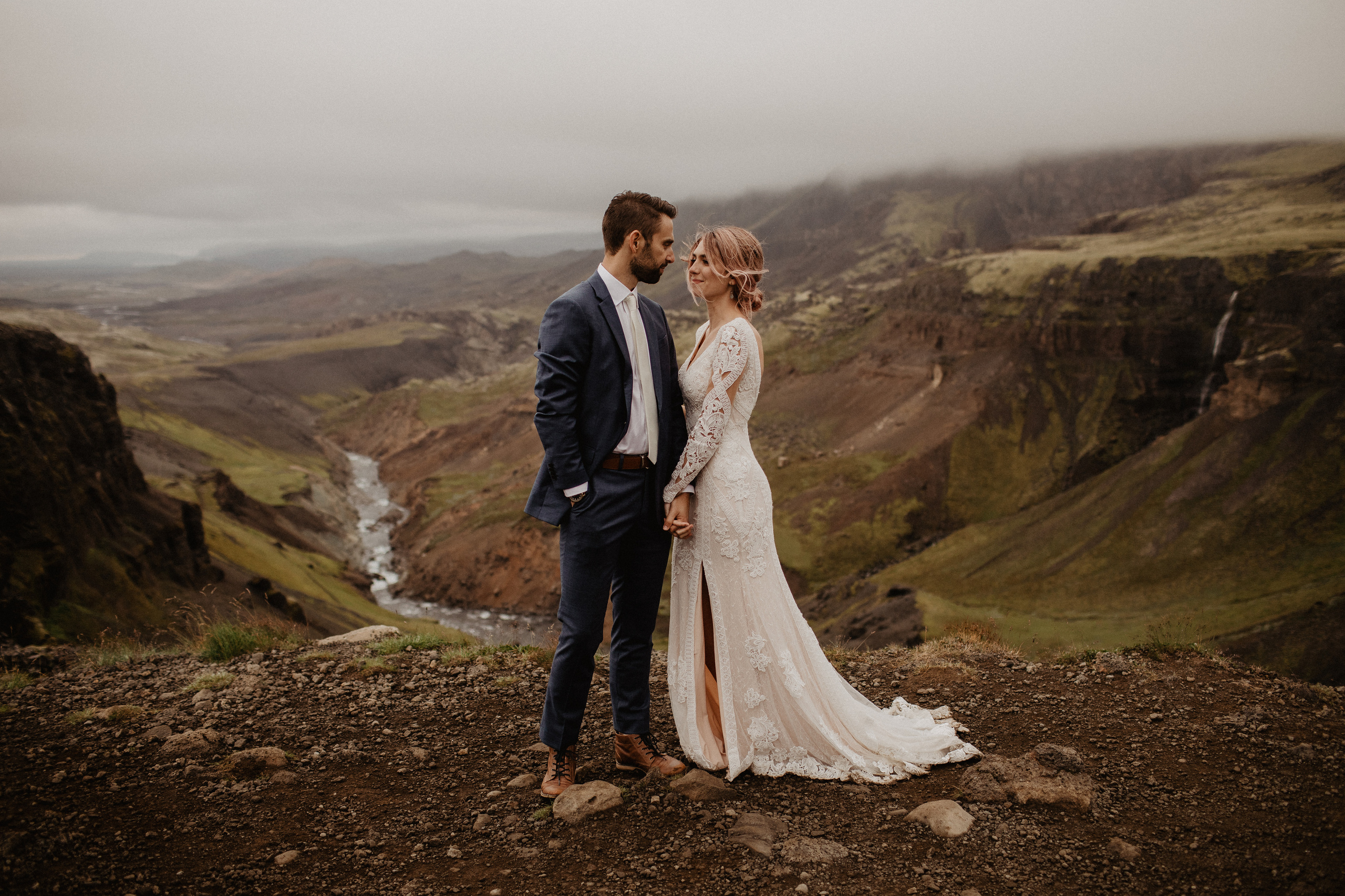 Elopement at Haifoss waterfall. Iceland elopement photo and video | Nikolaichik Photo