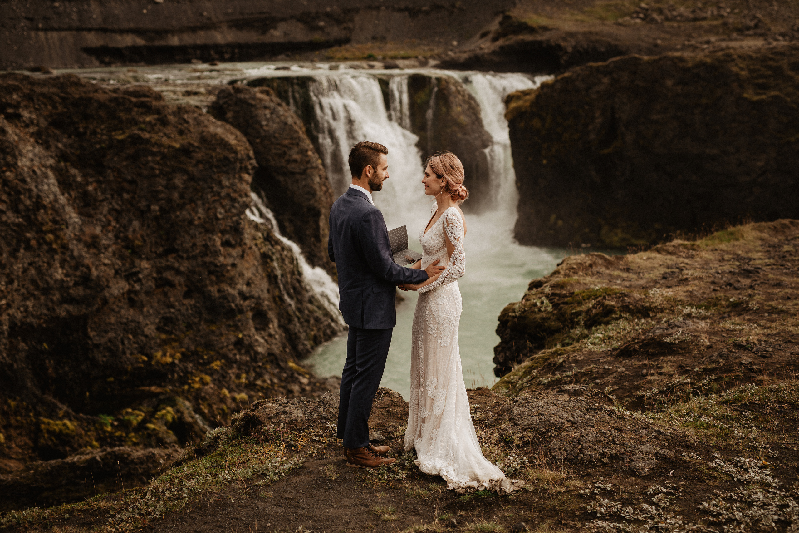 Elopement at Haifoss waterfall. Iceland elopement photo and video | Nikolaichik Photo