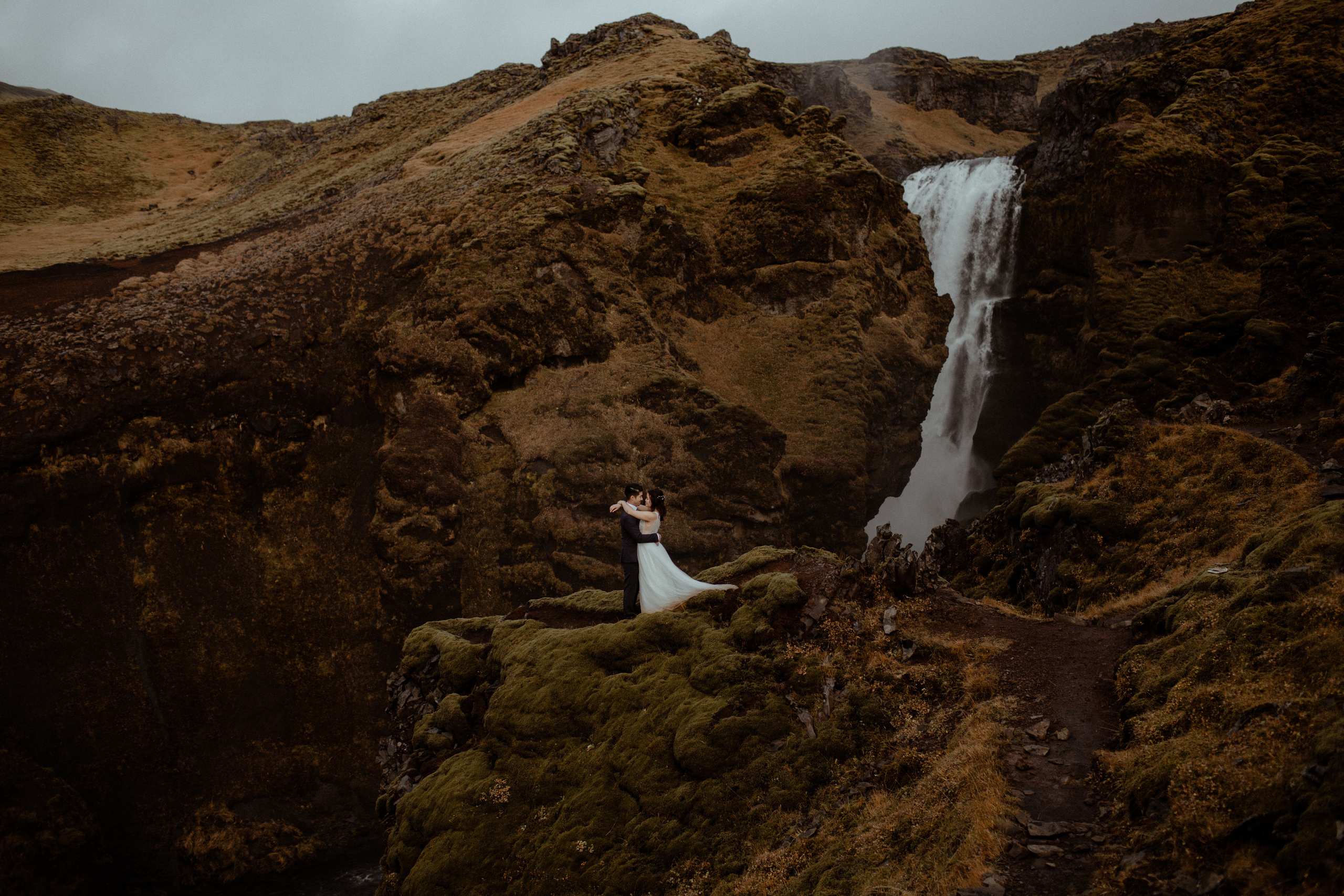 Hidden Waterfalls Iceland Elopement. Iceland elopement photo and video | Nikolaichik Photo