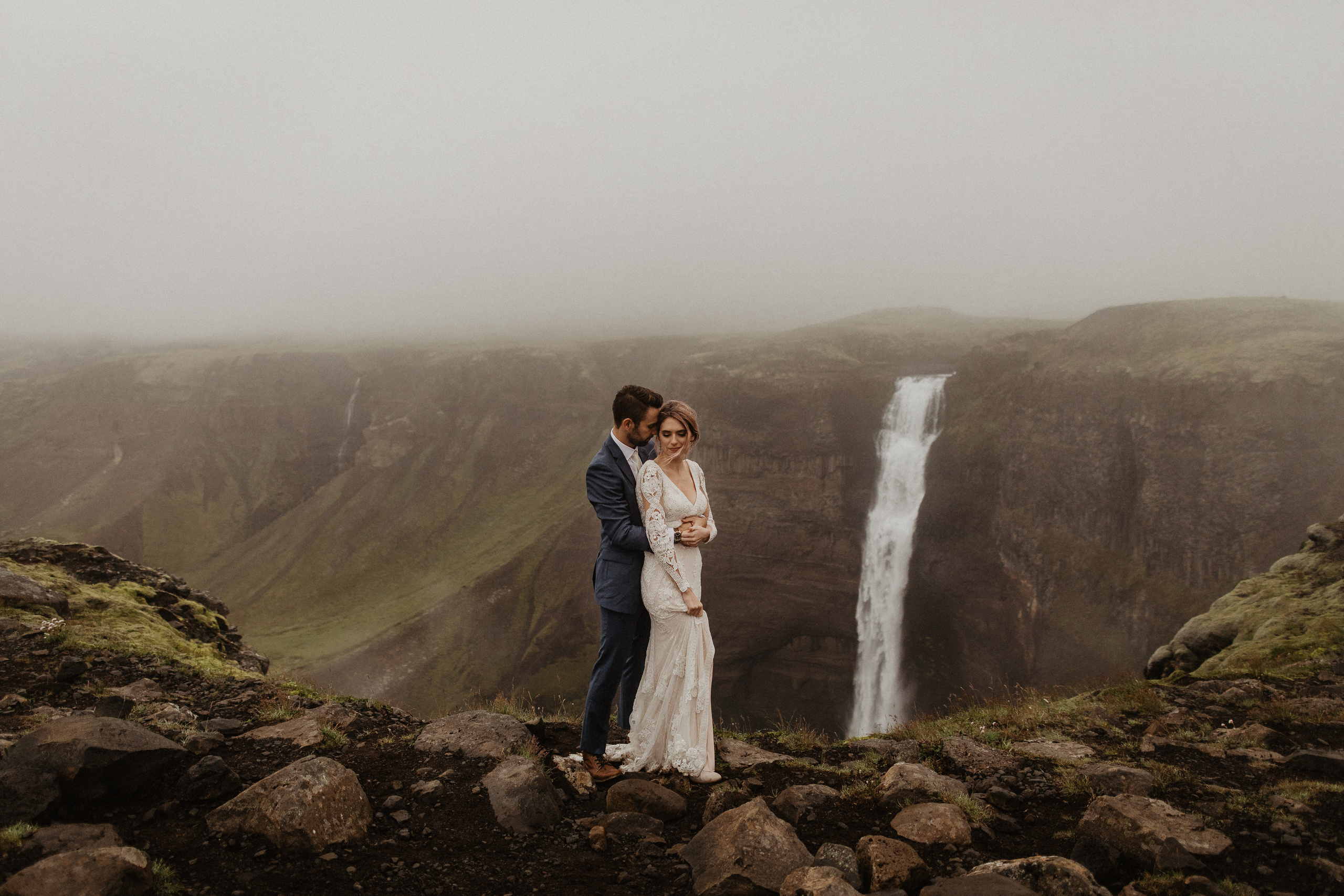 Elopement at Haifoss waterfall. Iceland elopement photo and video | Nikolaichik Photo