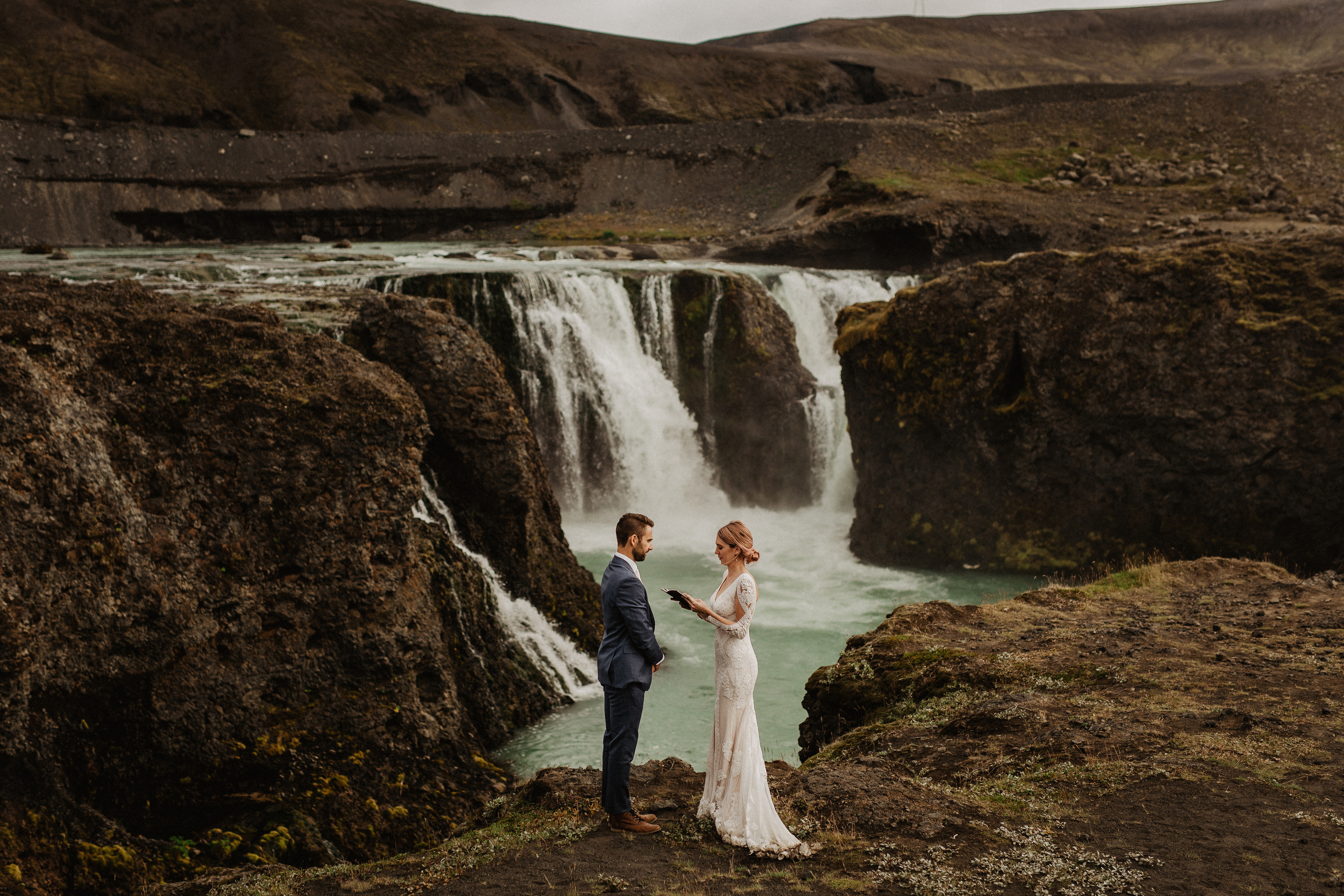 Elopement at Haifoss waterfall. Iceland elopement photo and video | Nikolaichik Photo