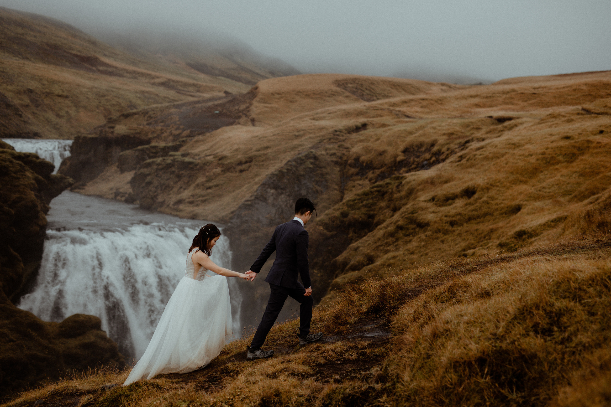 Hidden Waterfalls Iceland Elopement. Iceland elopement photo and video | Nikolaichik Photo