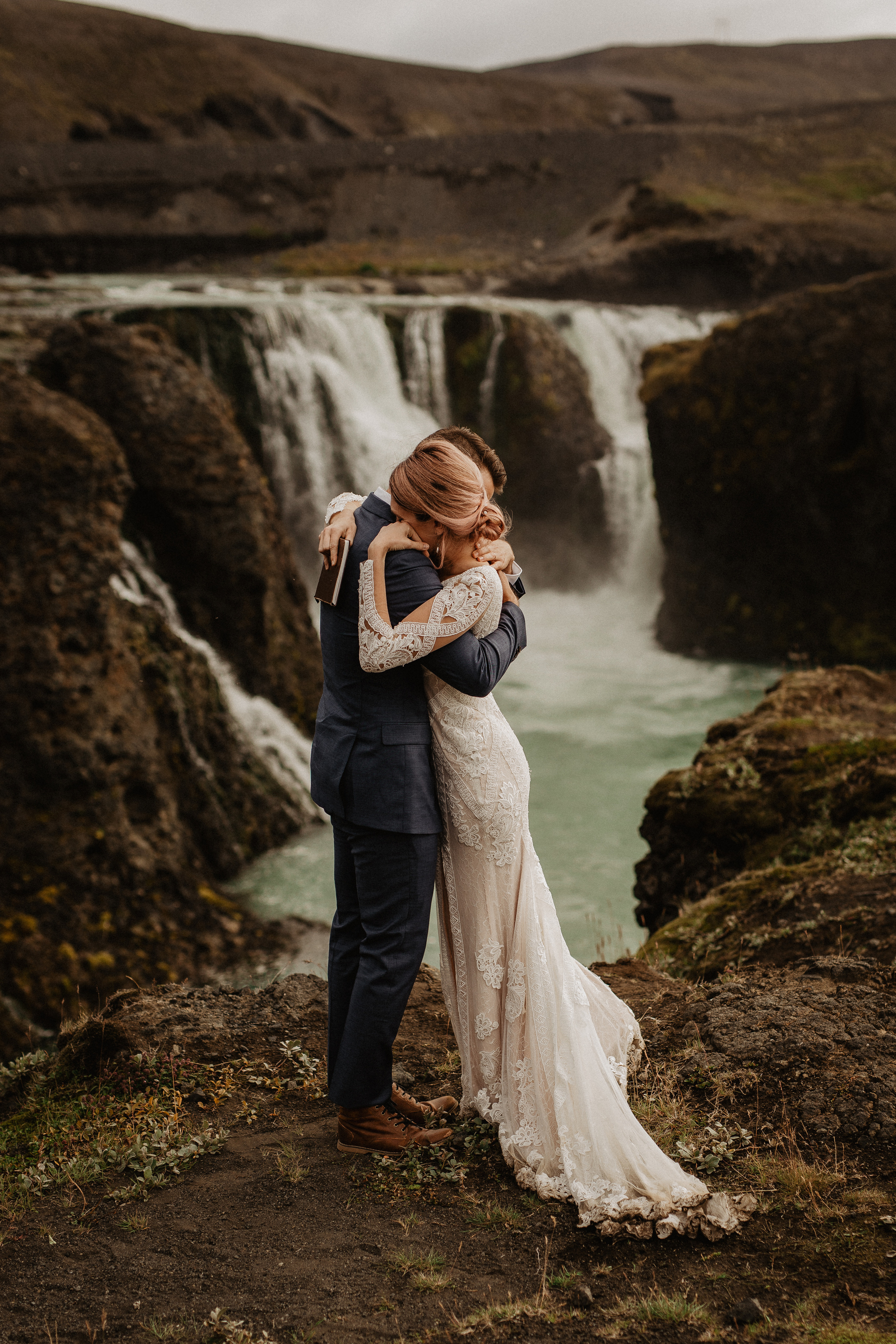 Elopement at Haifoss waterfall. Iceland elopement photo and video | Nikolaichik Photo