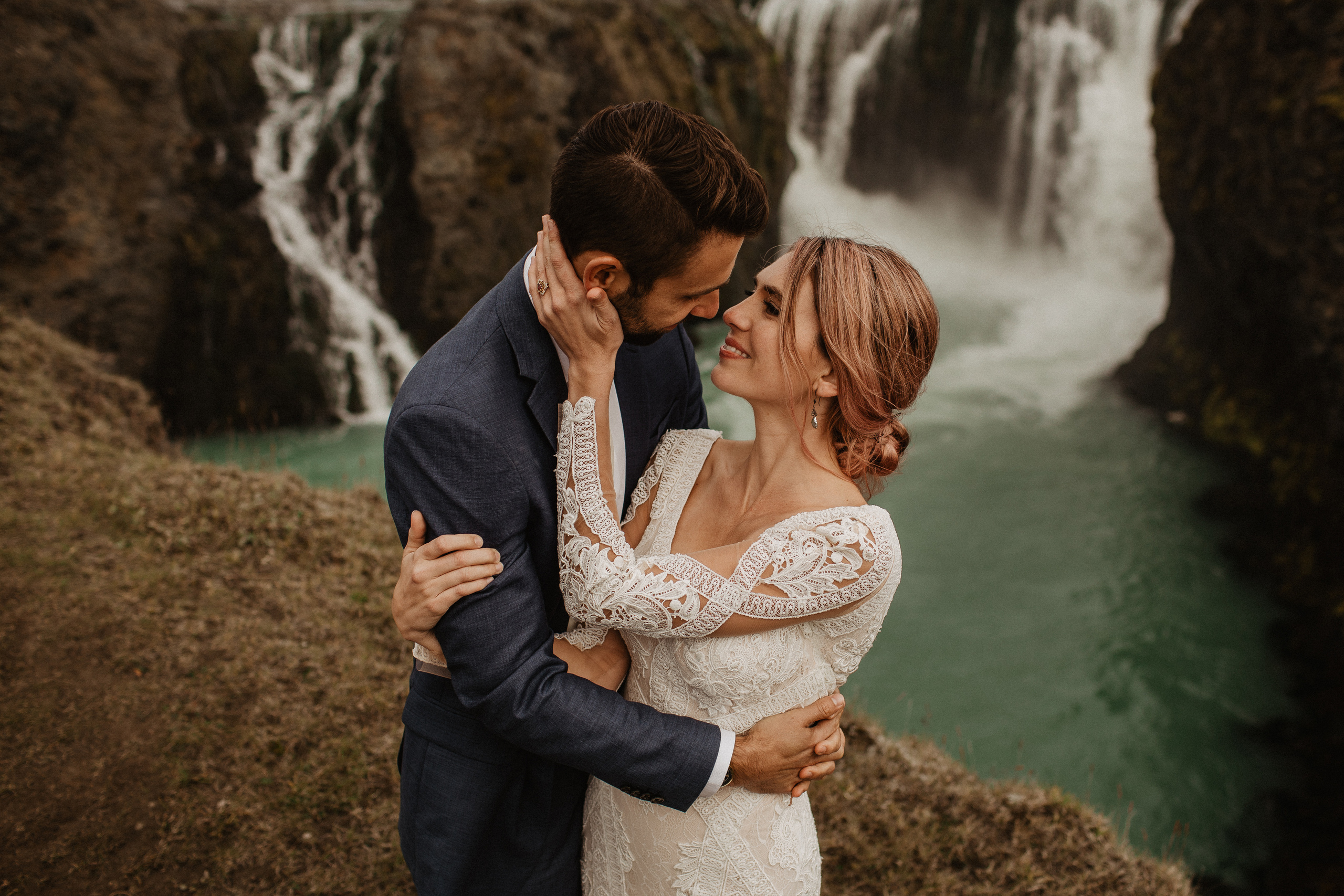 Elopement at Haifoss waterfall. Iceland elopement photo and video | Nikolaichik Photo