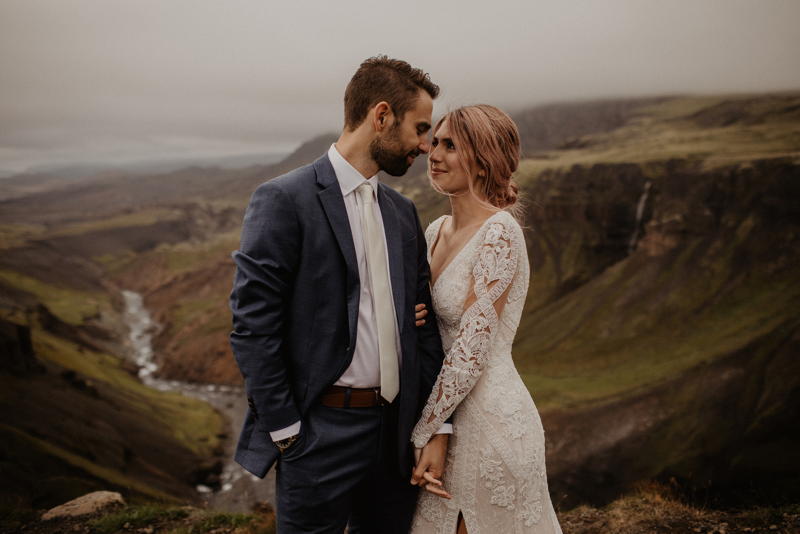 Elopement at Haifoss waterfall. Iceland elopement photo and video | Nikolaichik Photo