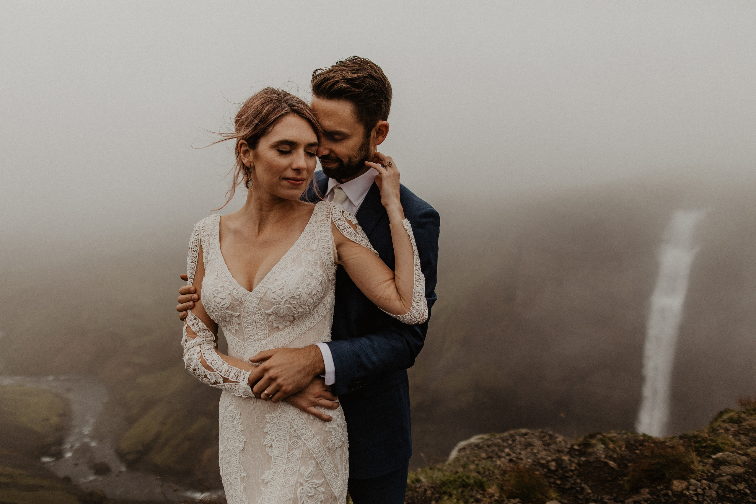 Elopement at Haifoss waterfall. Iceland elopement photo and video | Nikolaichik Photo