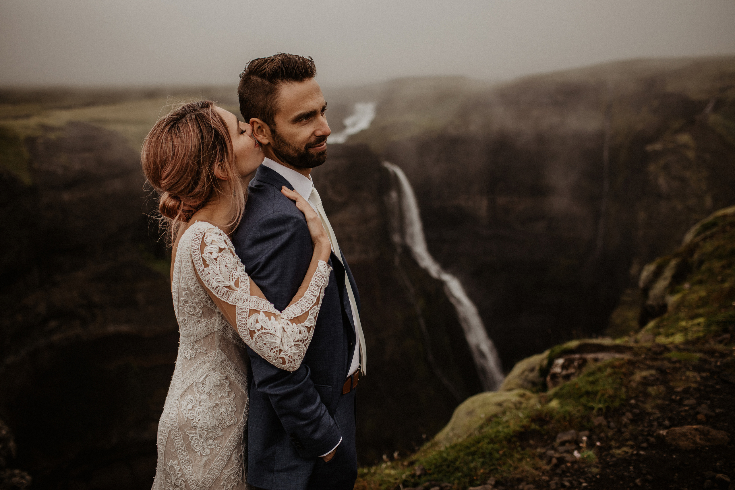 Elopement at Haifoss waterfall. Iceland elopement photo and video | Nikolaichik Photo