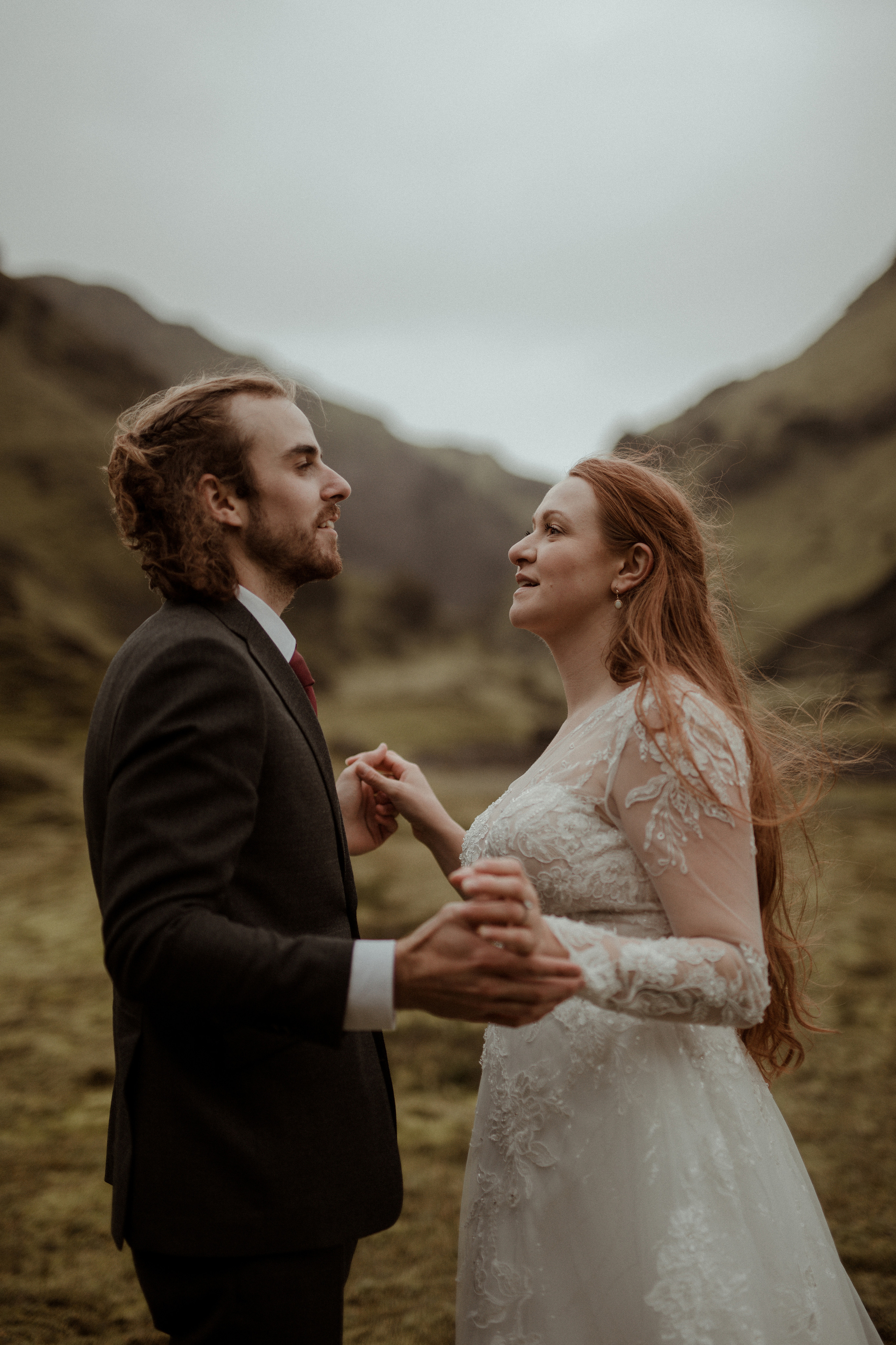 Ceremony at secret waterfall Iceland. Iceland elopement photographer & videographer