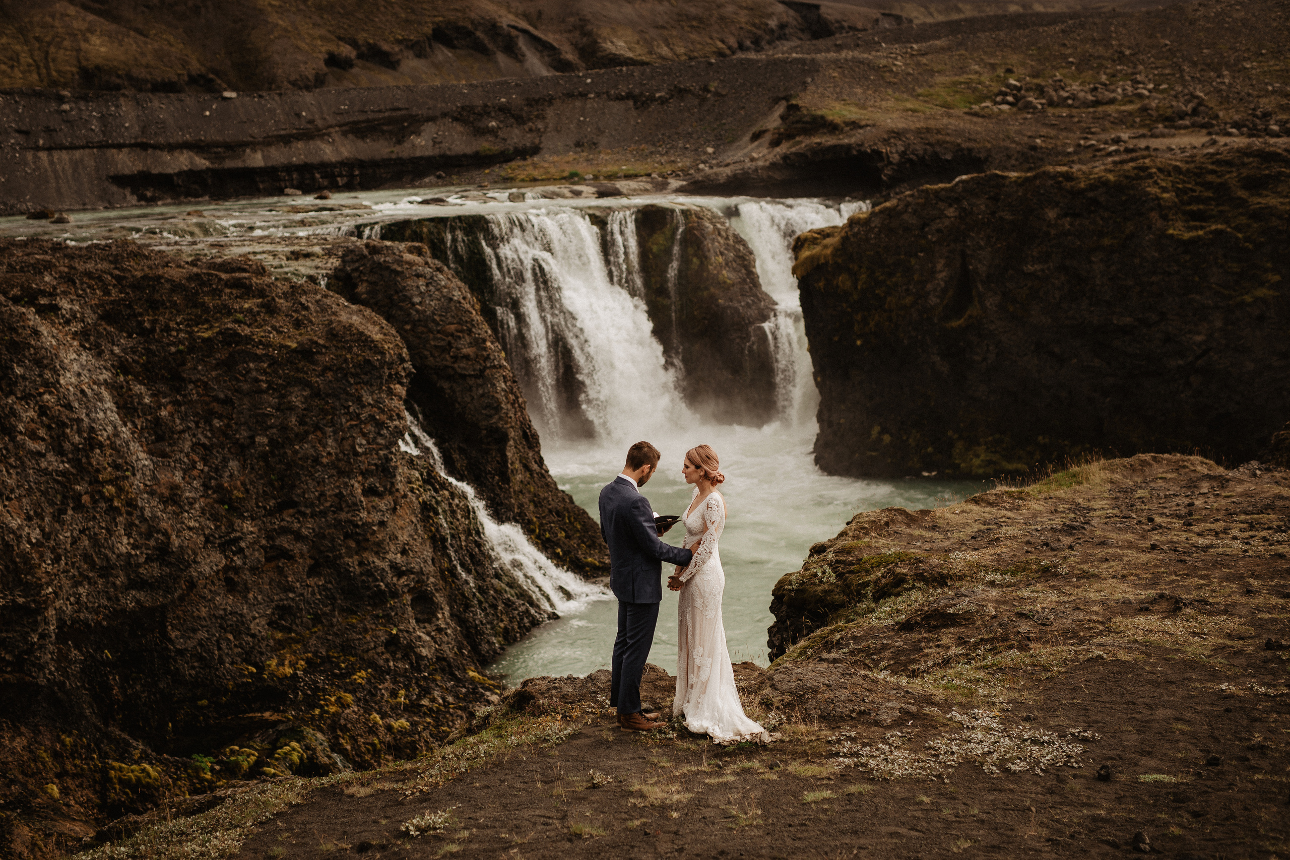 Elopement at Haifoss waterfall. Iceland elopement photo and video | Nikolaichik Photo