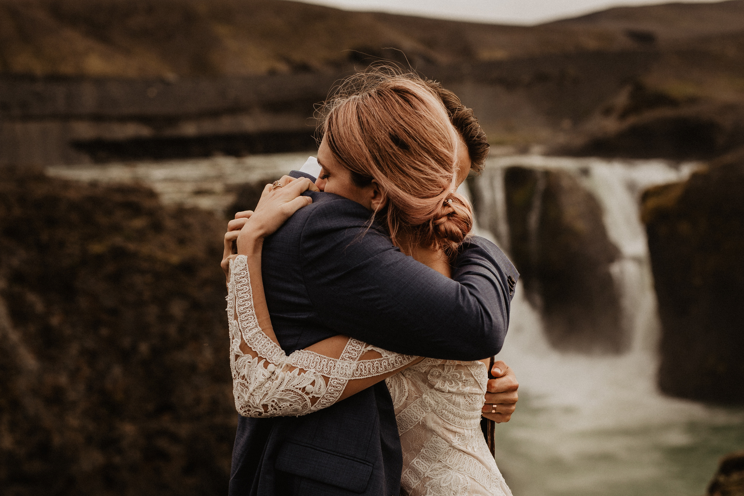 Elopement at Haifoss waterfall. Iceland elopement photo and video | Nikolaichik Photo