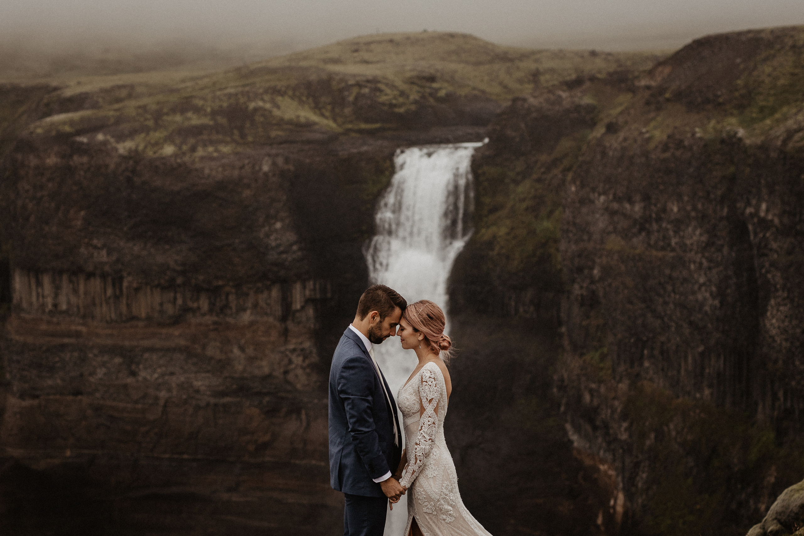 Elopement at Haifoss waterfall. Iceland elopement photo and video | Nikolaichik Photo