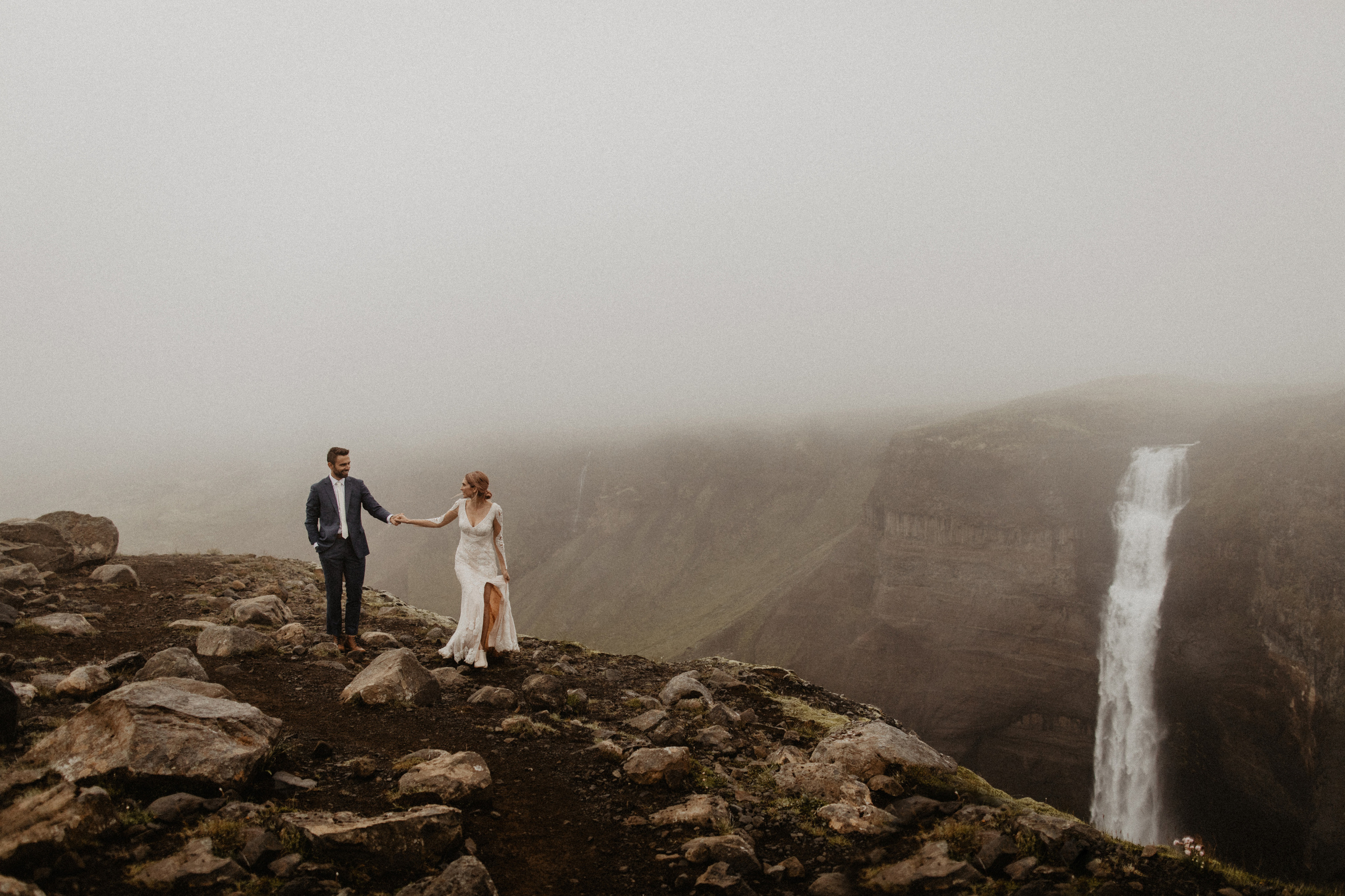 Elopement at Haifoss waterfall. Iceland elopement photo and video | Nikolaichik Photo