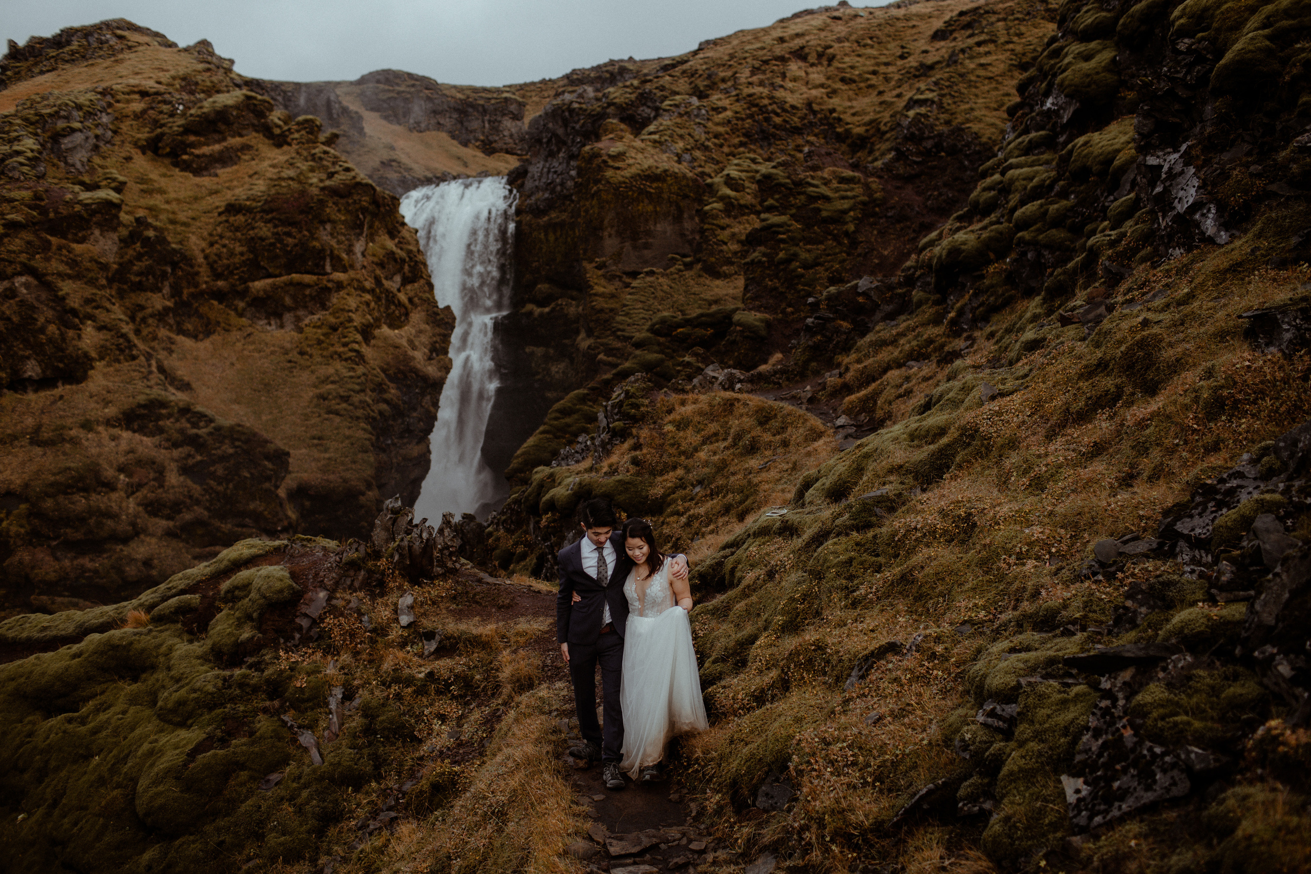 Hidden Waterfalls Iceland Elopement. Iceland elopement photo and video | Nikolaichik Photo