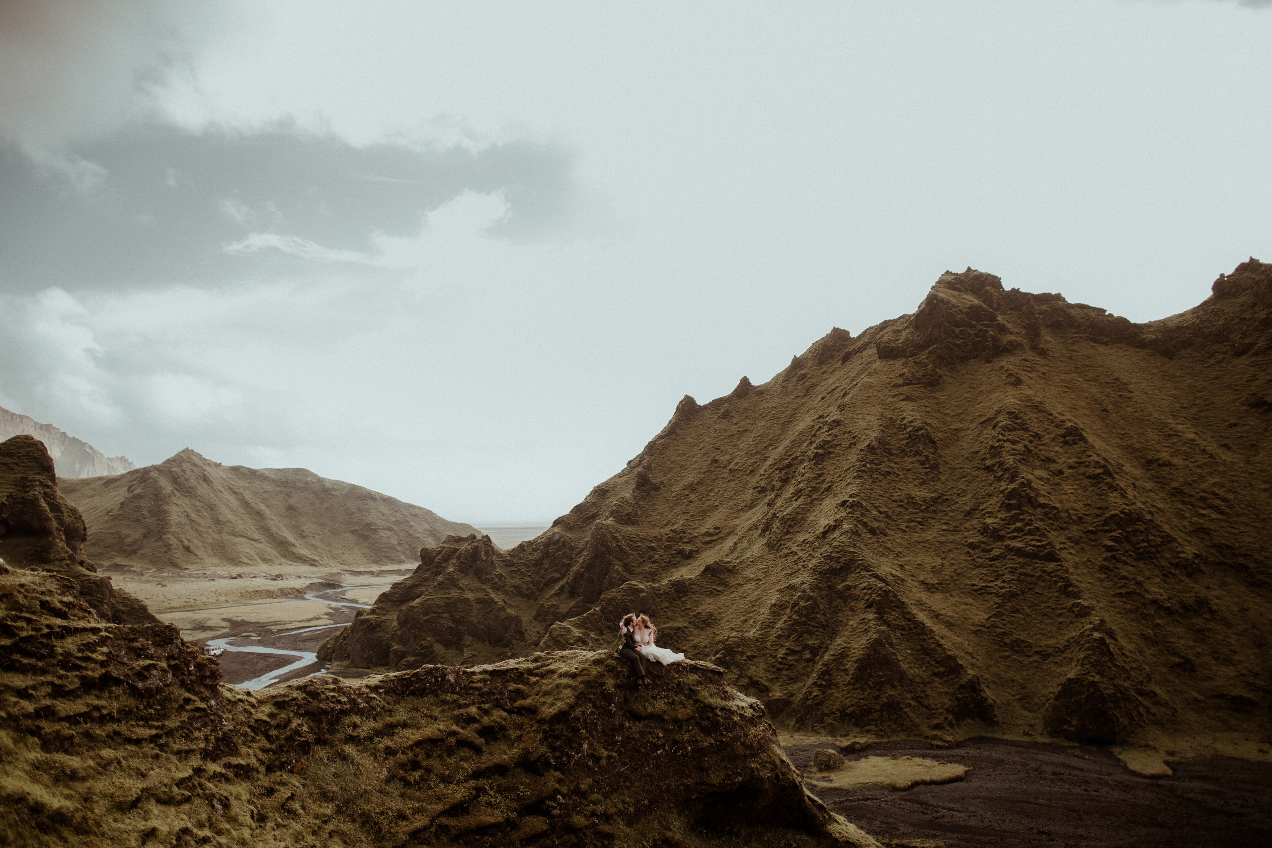 Ceremony at secret waterfall Iceland. Iceland elopement photographer & videographer