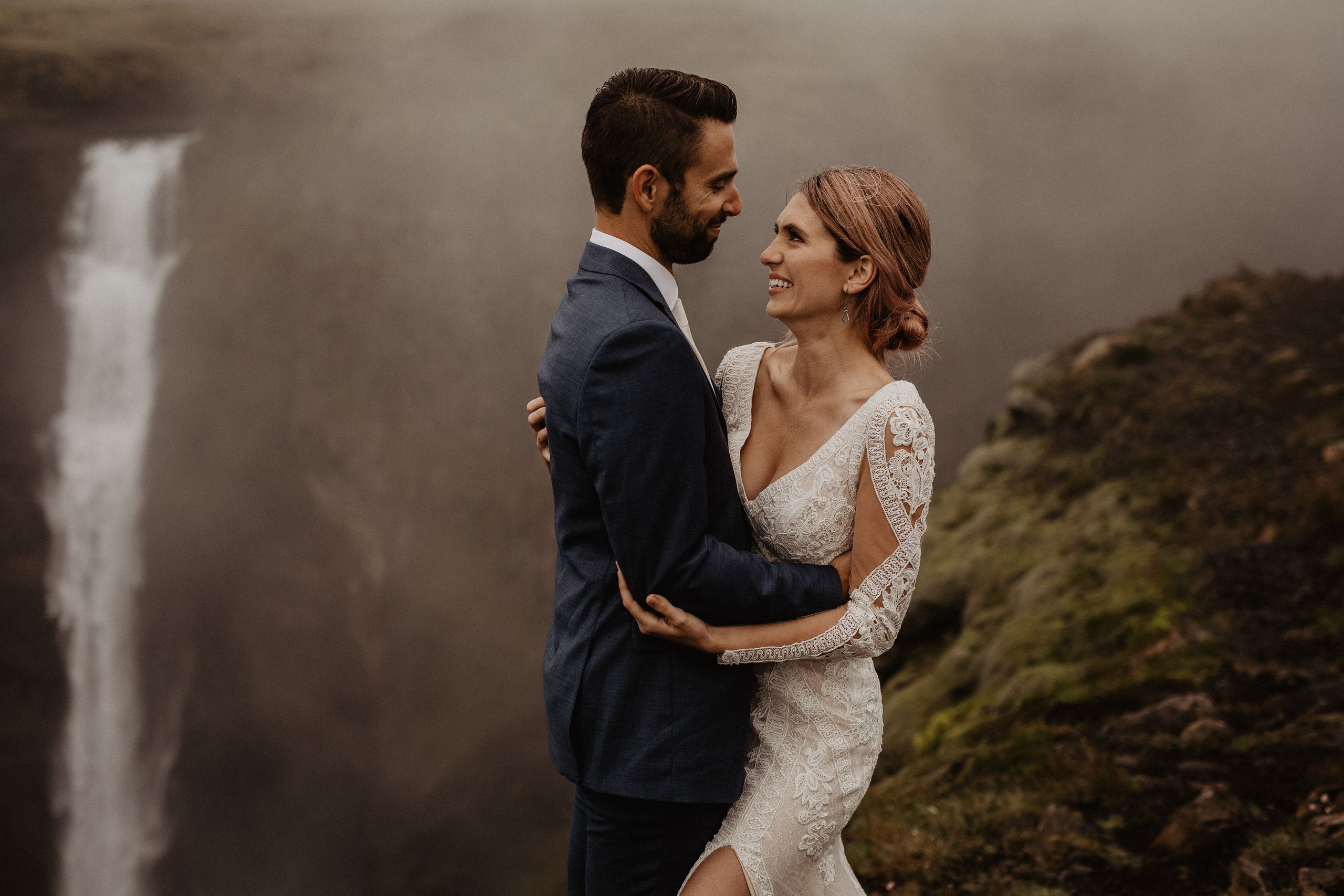 Elopement at Haifoss waterfall. Iceland elopement photo and video | Nikolaichik Photo
