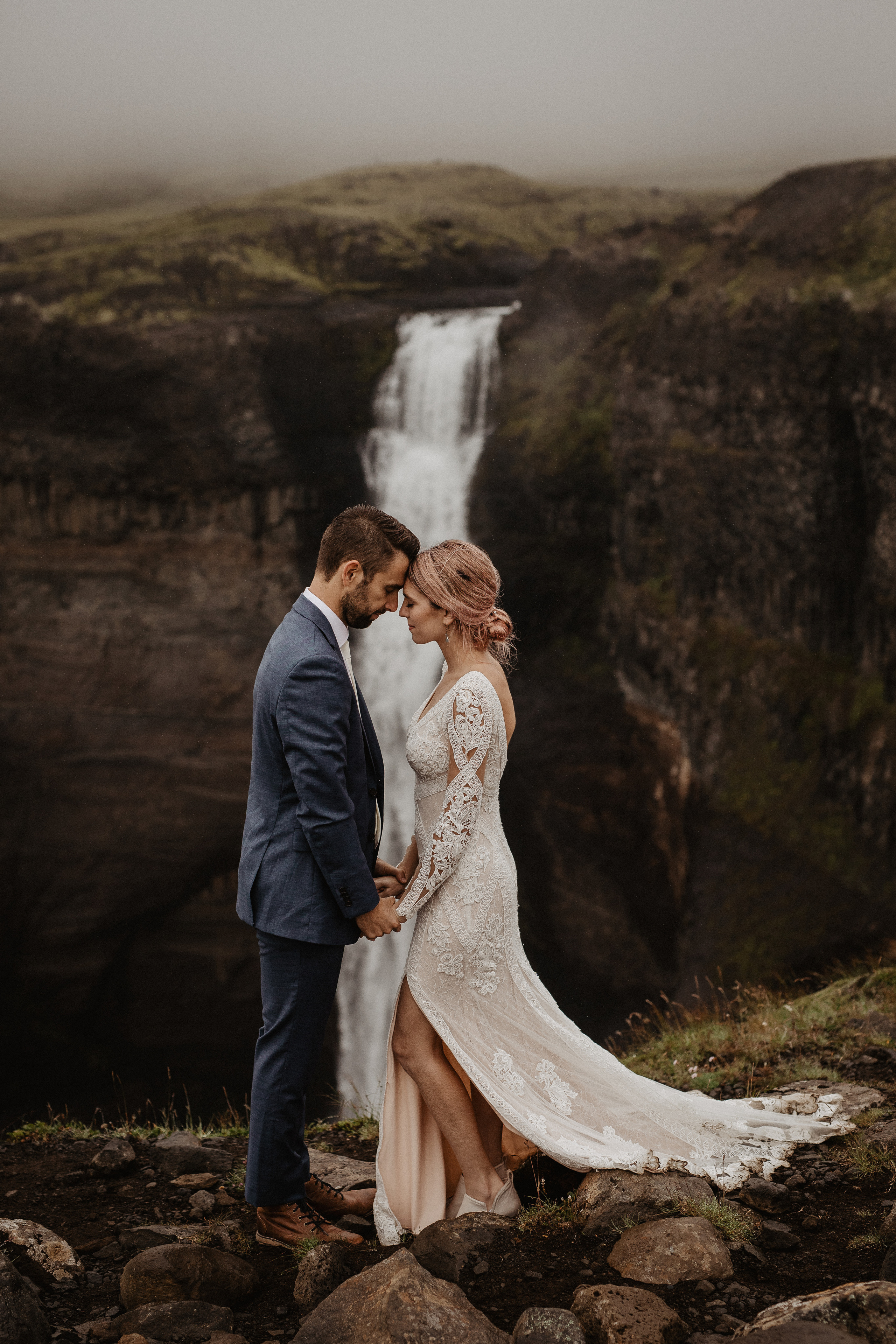 Elopement at Haifoss waterfall. Iceland elopement photo and video | Nikolaichik Photo