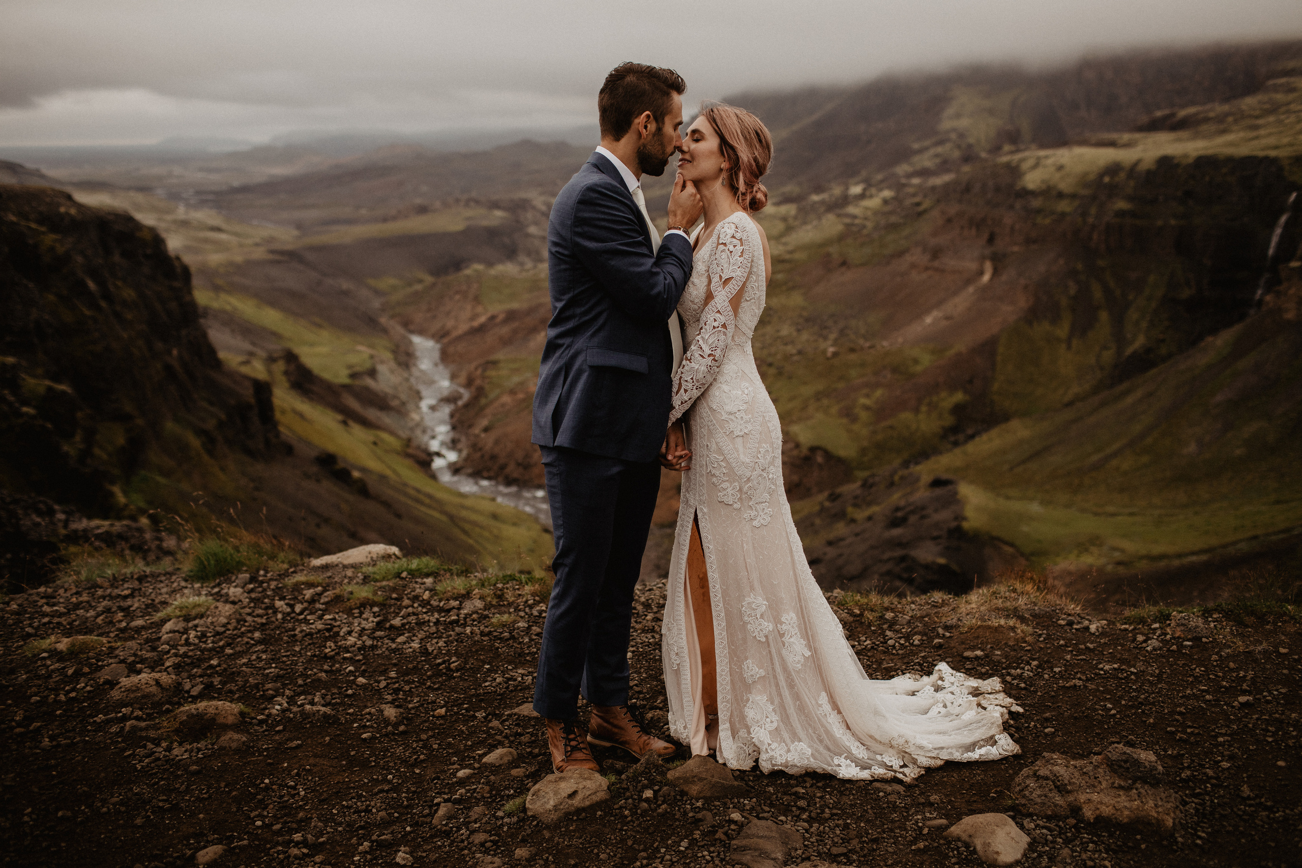Elopement at Haifoss waterfall. Iceland elopement photo and video | Nikolaichik Photo