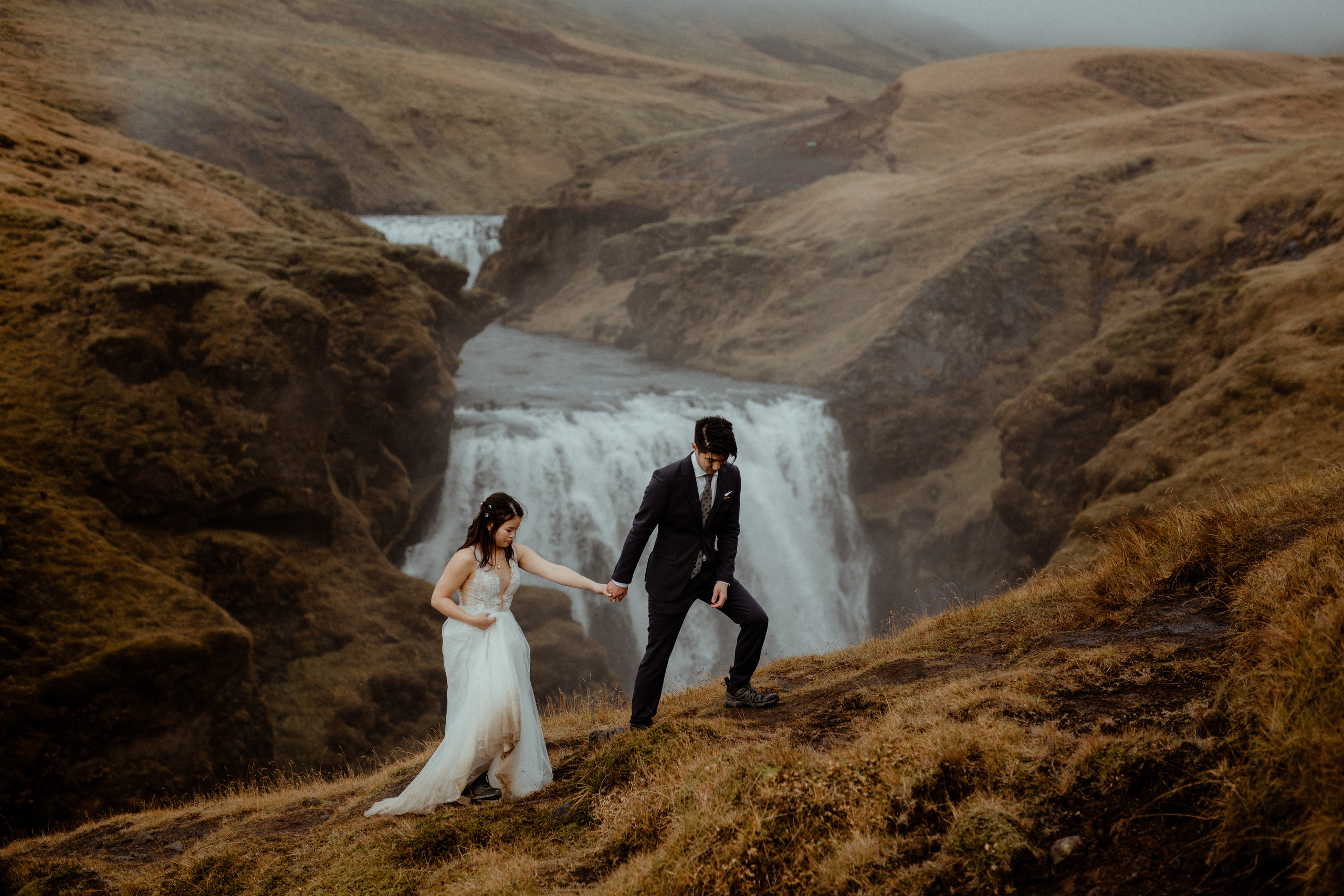 Hidden Waterfalls Iceland Elopement. Iceland elopement photo and video | Nikolaichik Photo