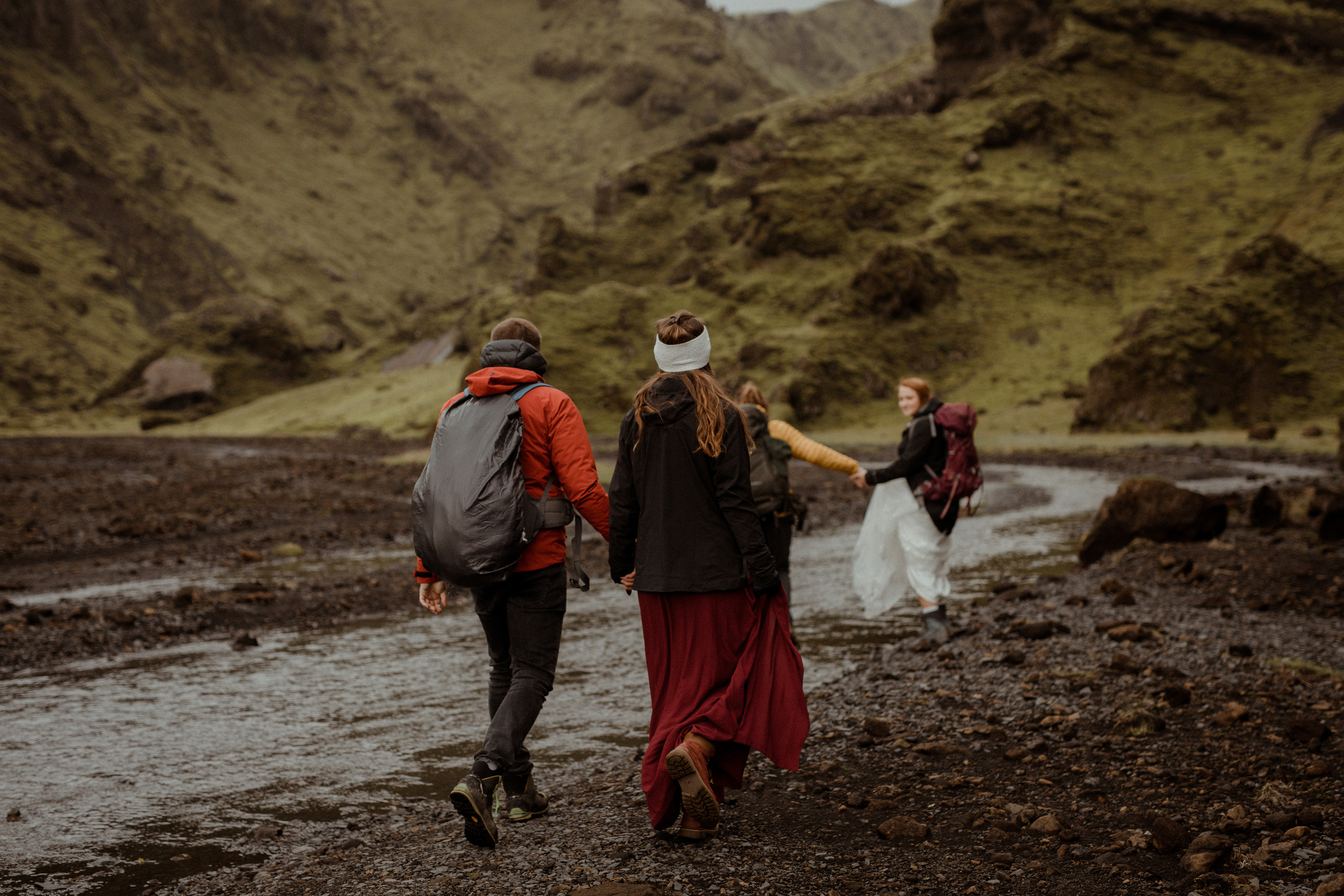 Ceremony at secret waterfall Iceland. Iceland elopement photographer & videographer