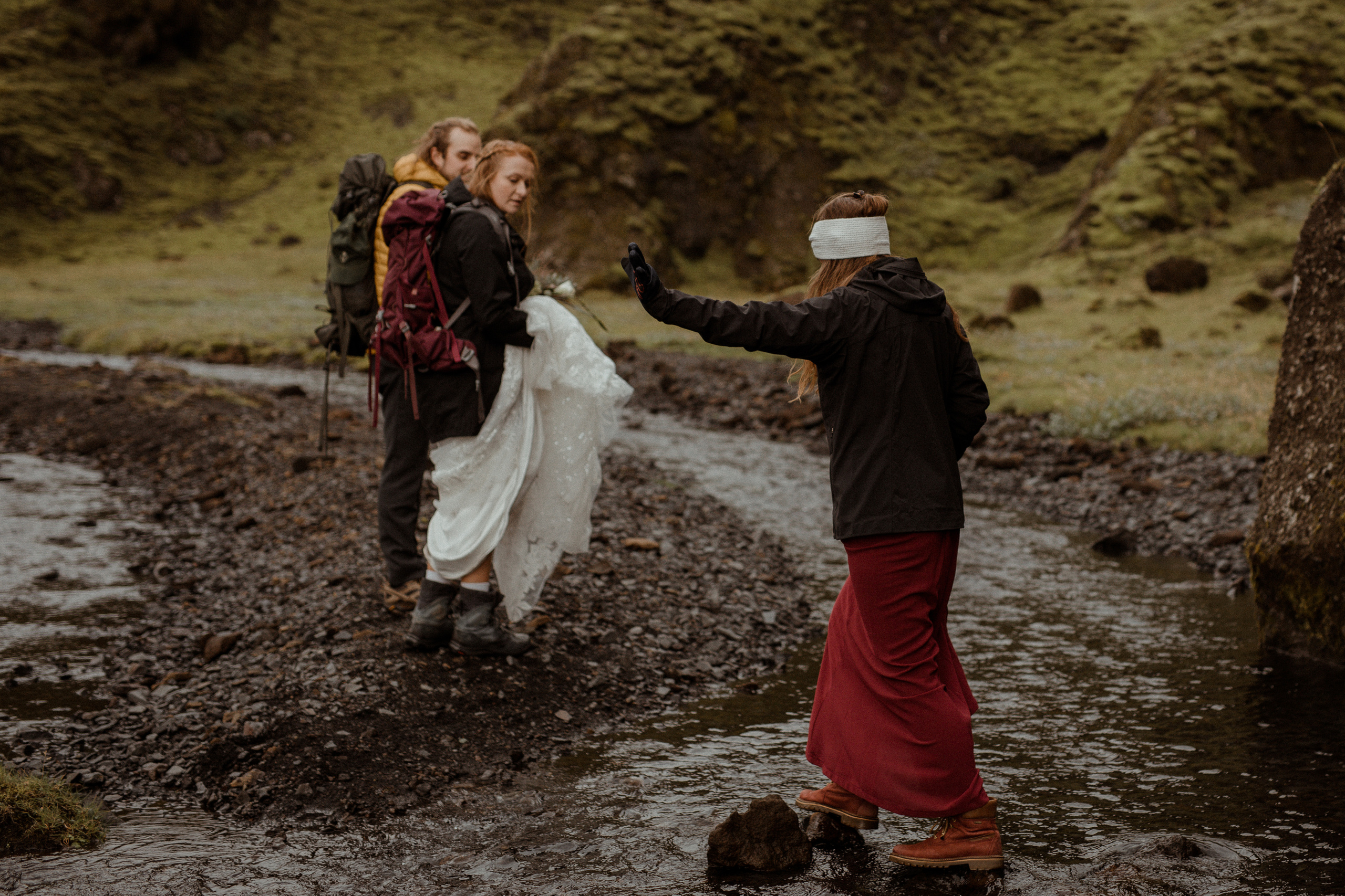 Ceremony at secret waterfall Iceland. Iceland elopement photographer & videographer