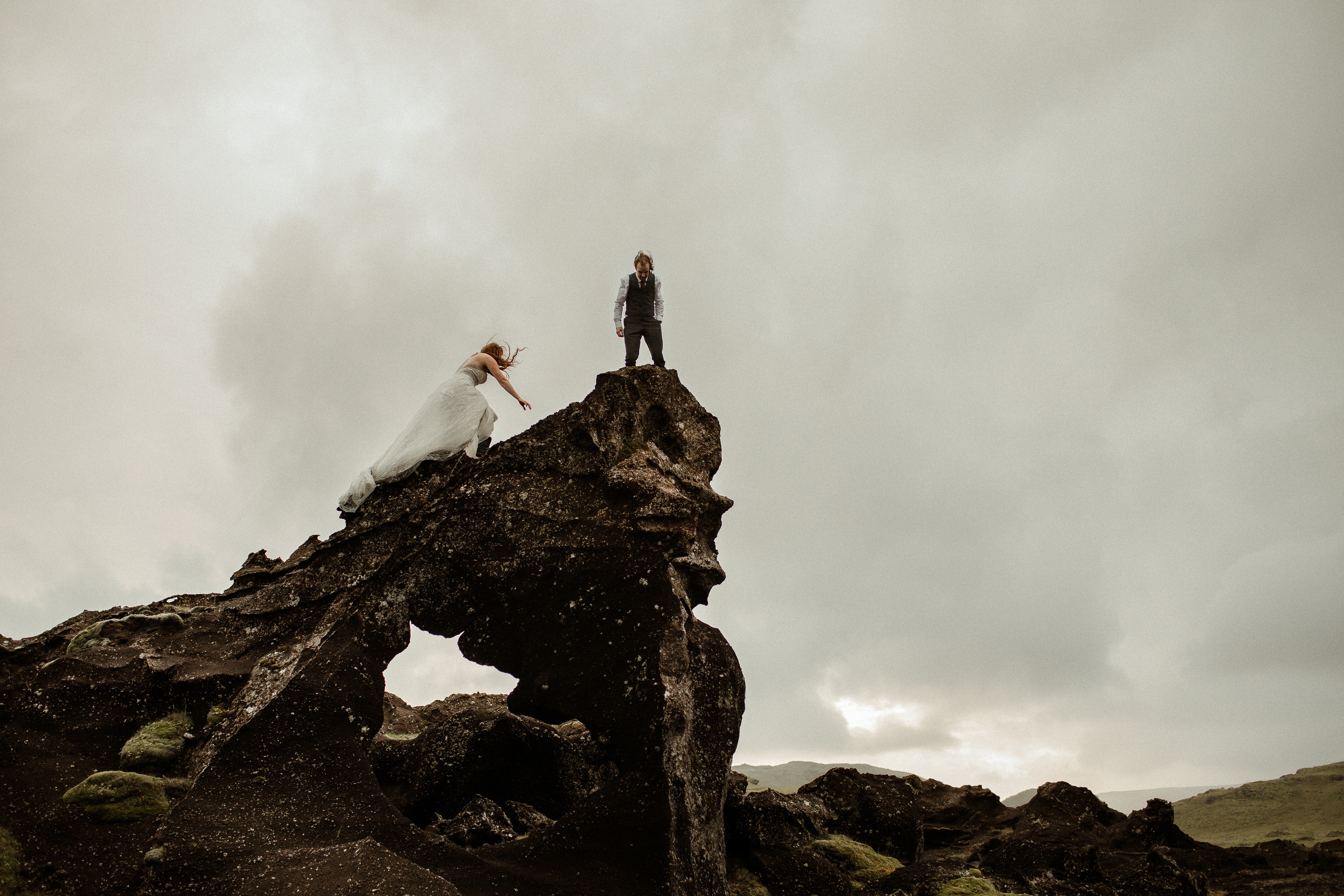 Ceremony at secret waterfall Iceland. Iceland elopement photographer & videographer