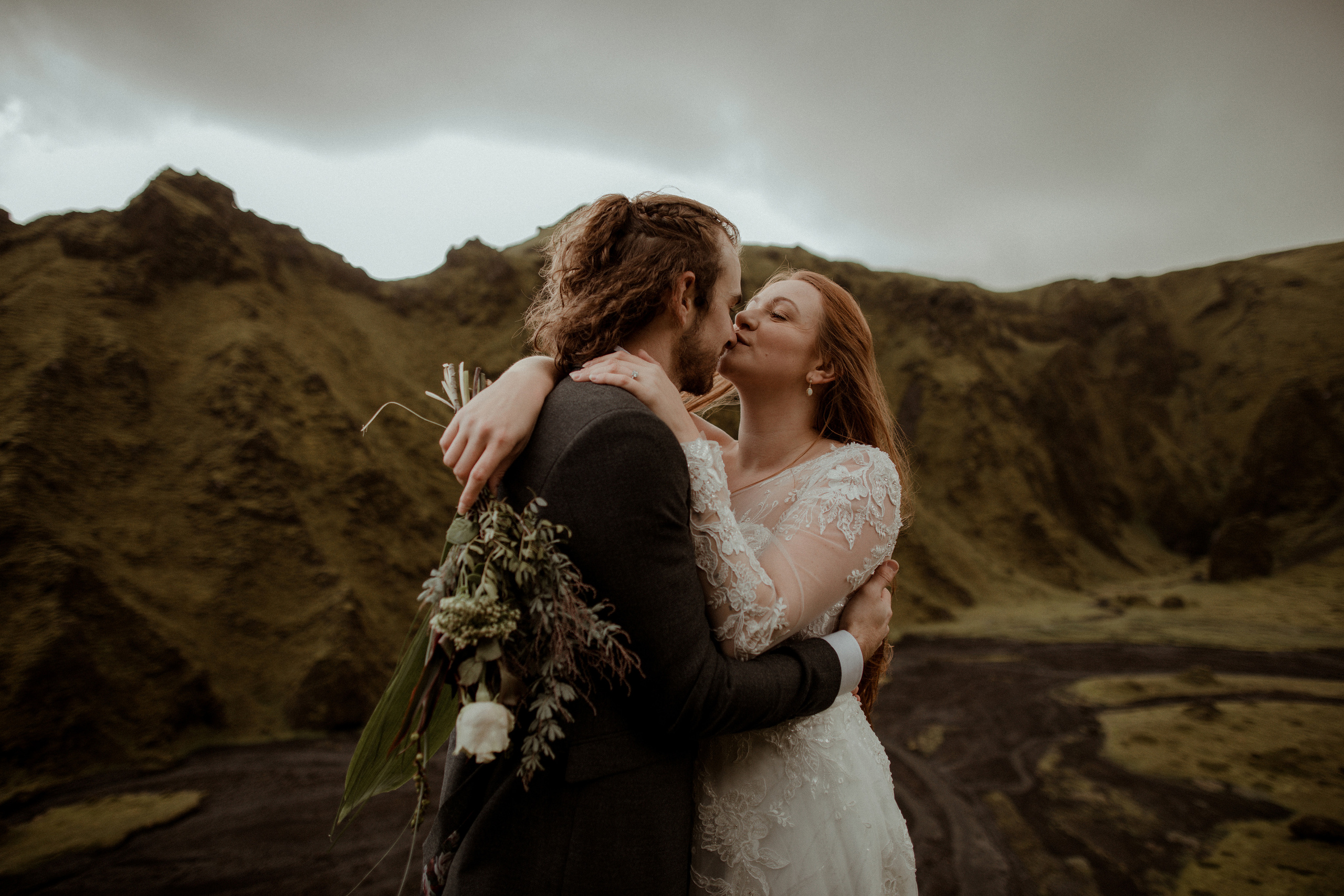 Ceremony at secret waterfall Iceland. Iceland elopement photographer & videographer