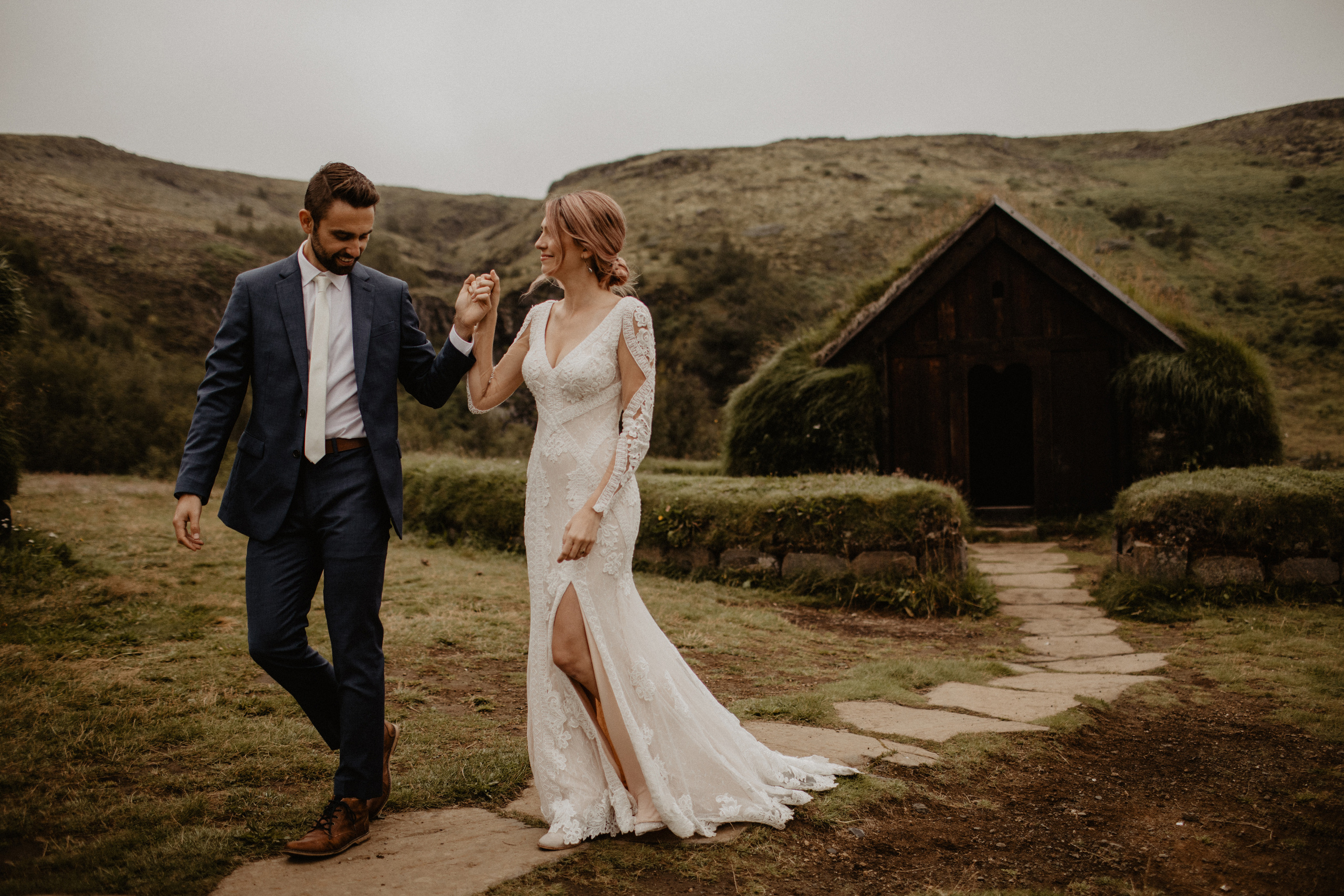 Elopement at Haifoss waterfall. Iceland elopement photo and video | Nikolaichik Photo