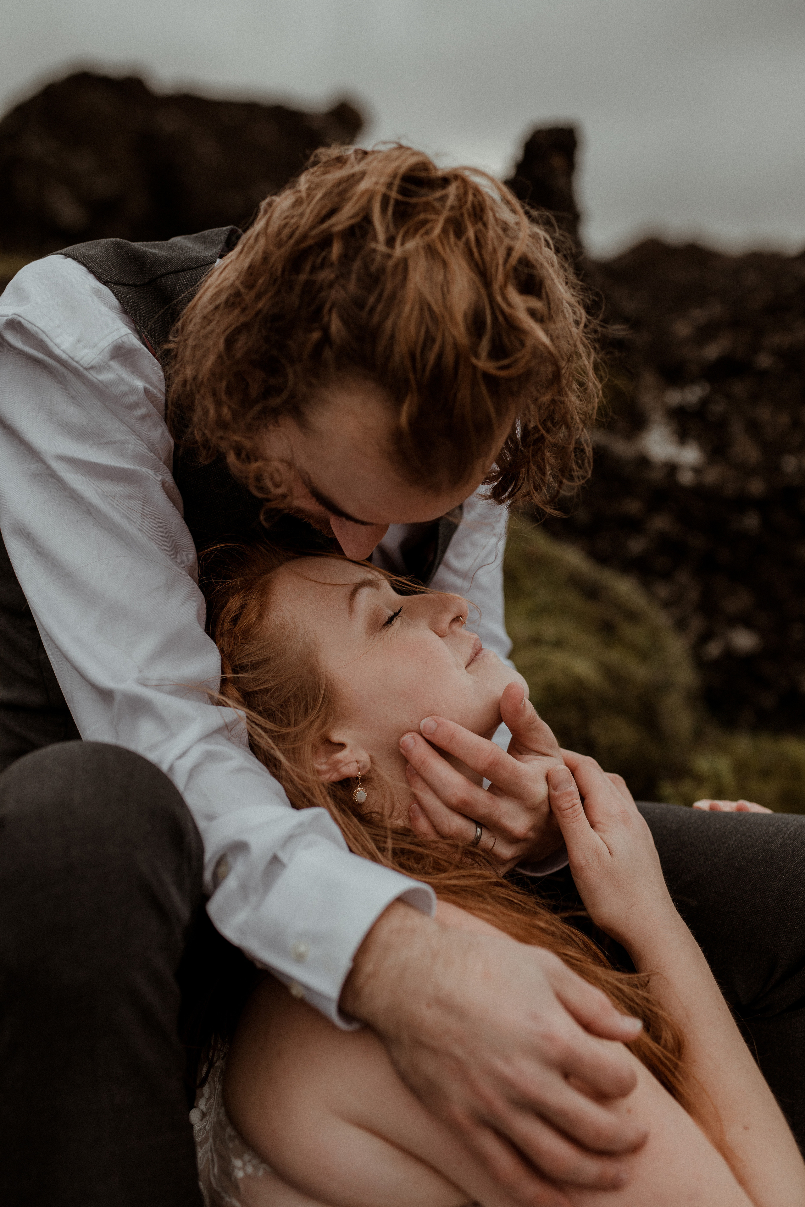 Ceremony at secret waterfall Iceland. Iceland elopement photographer & videographer