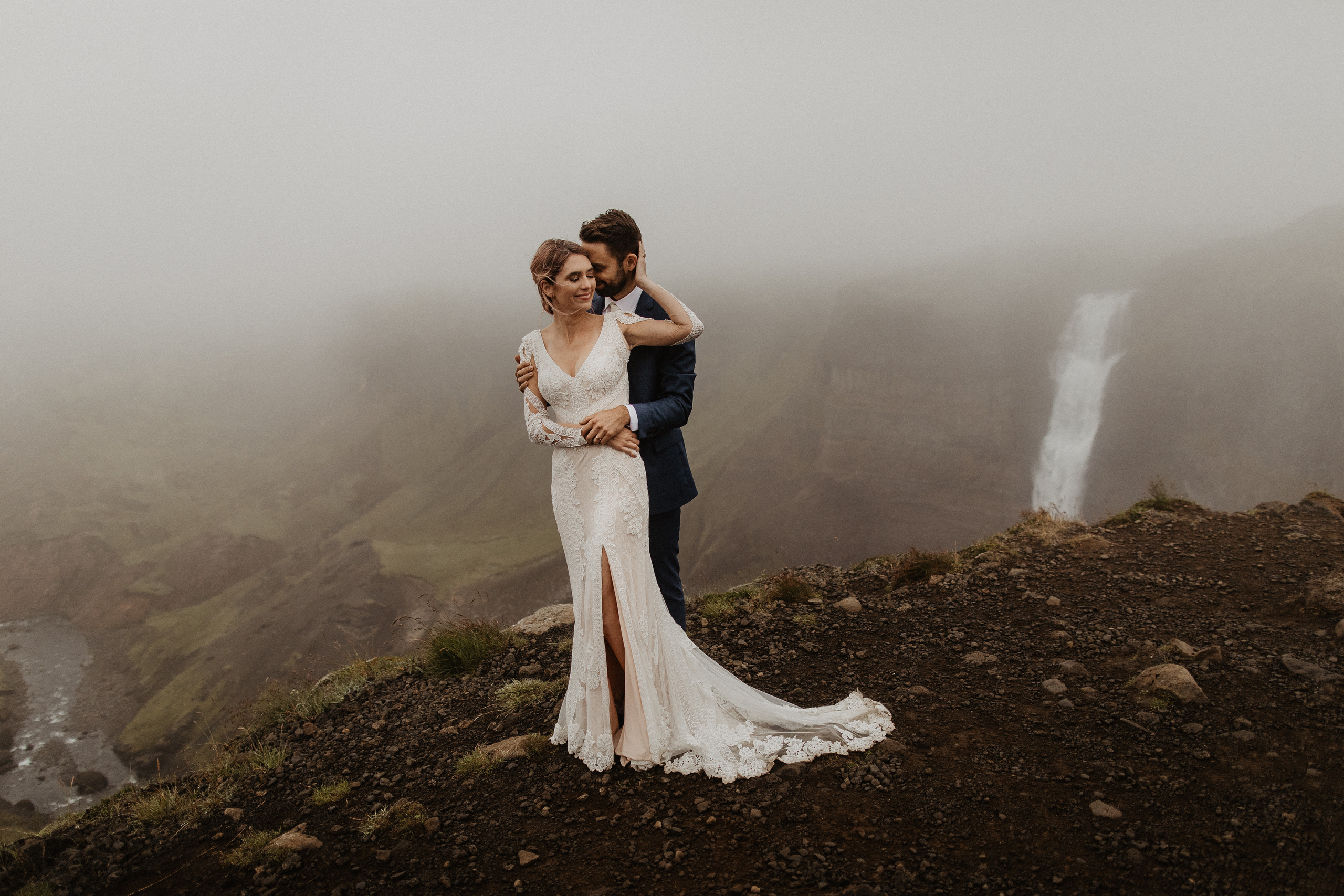 Elopement at Haifoss waterfall. Iceland elopement photo and video | Nikolaichik Photo