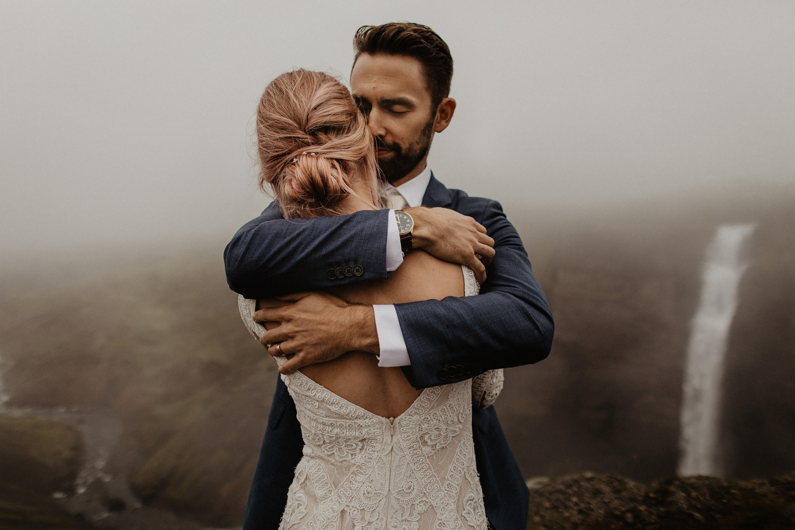 Elopement at Haifoss waterfall. Iceland elopement photo and video | Nikolaichik Photo
