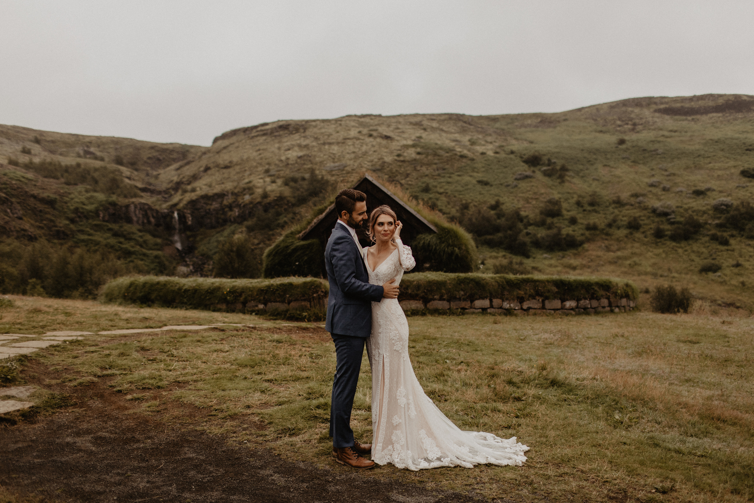 Elopement at Haifoss waterfall. Iceland elopement photo and video | Nikolaichik Photo