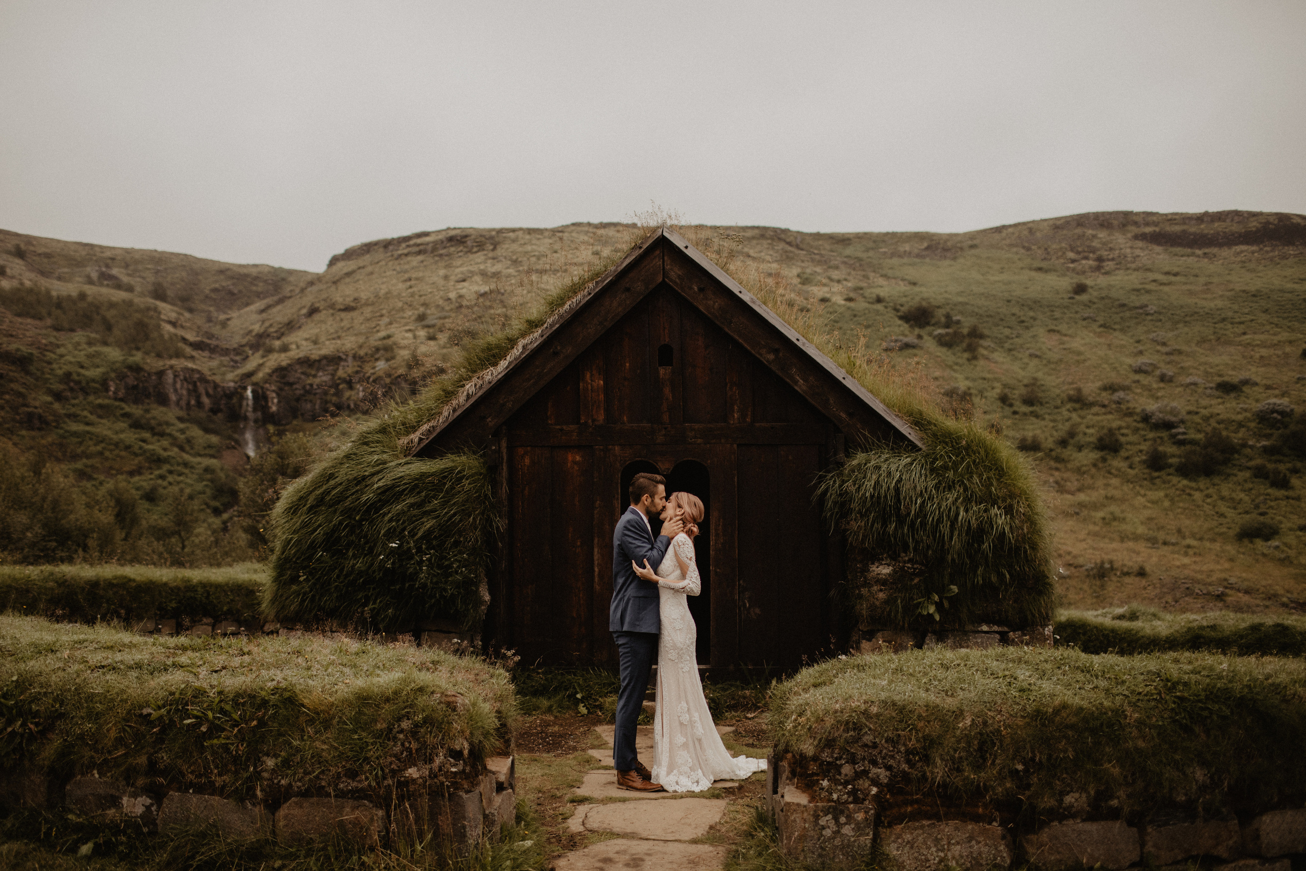 Elopement at Haifoss waterfall. Iceland elopement photo and video | Nikolaichik Photo