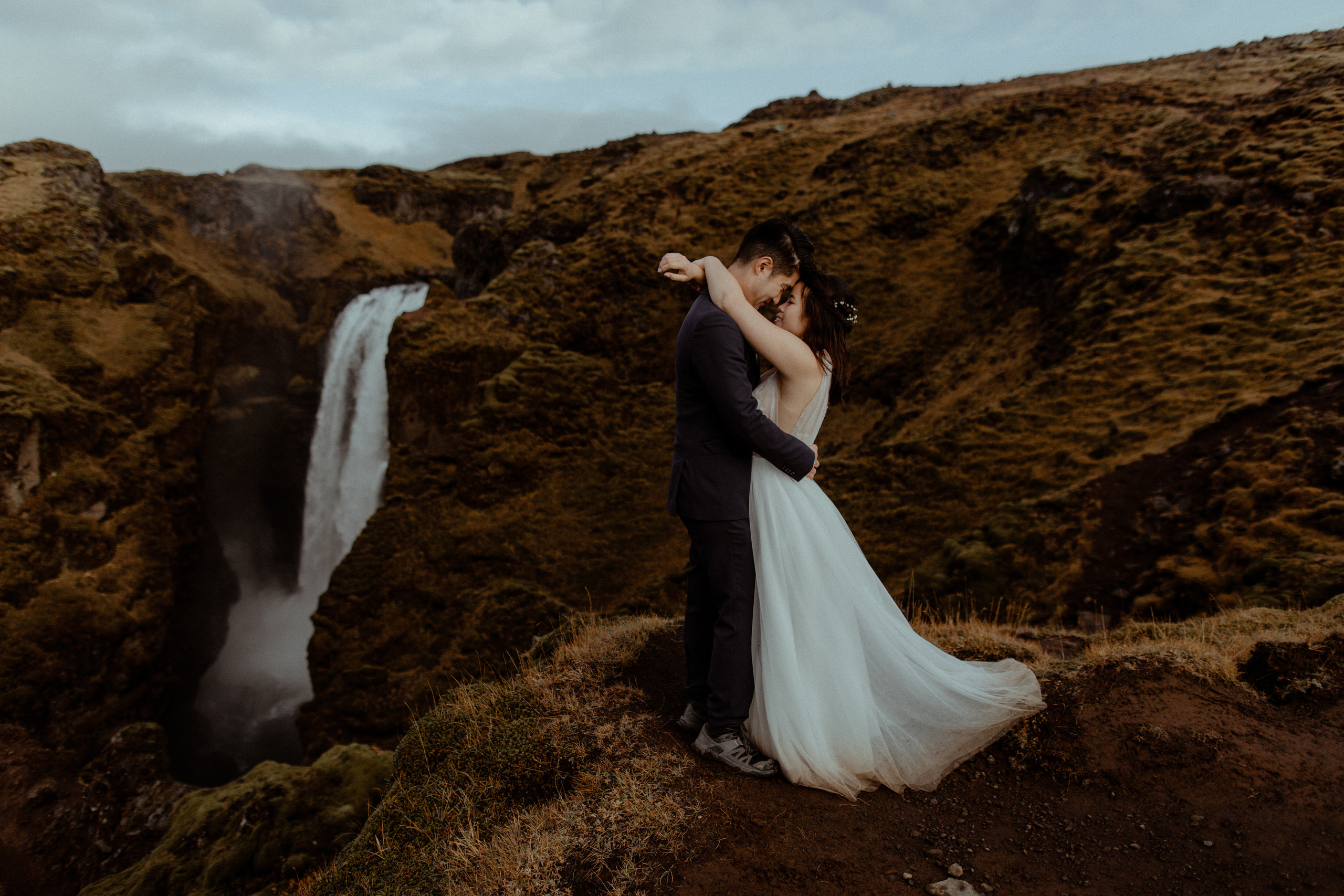 Hidden Waterfalls Iceland Elopement. Iceland elopement photo and video | Nikolaichik Photo