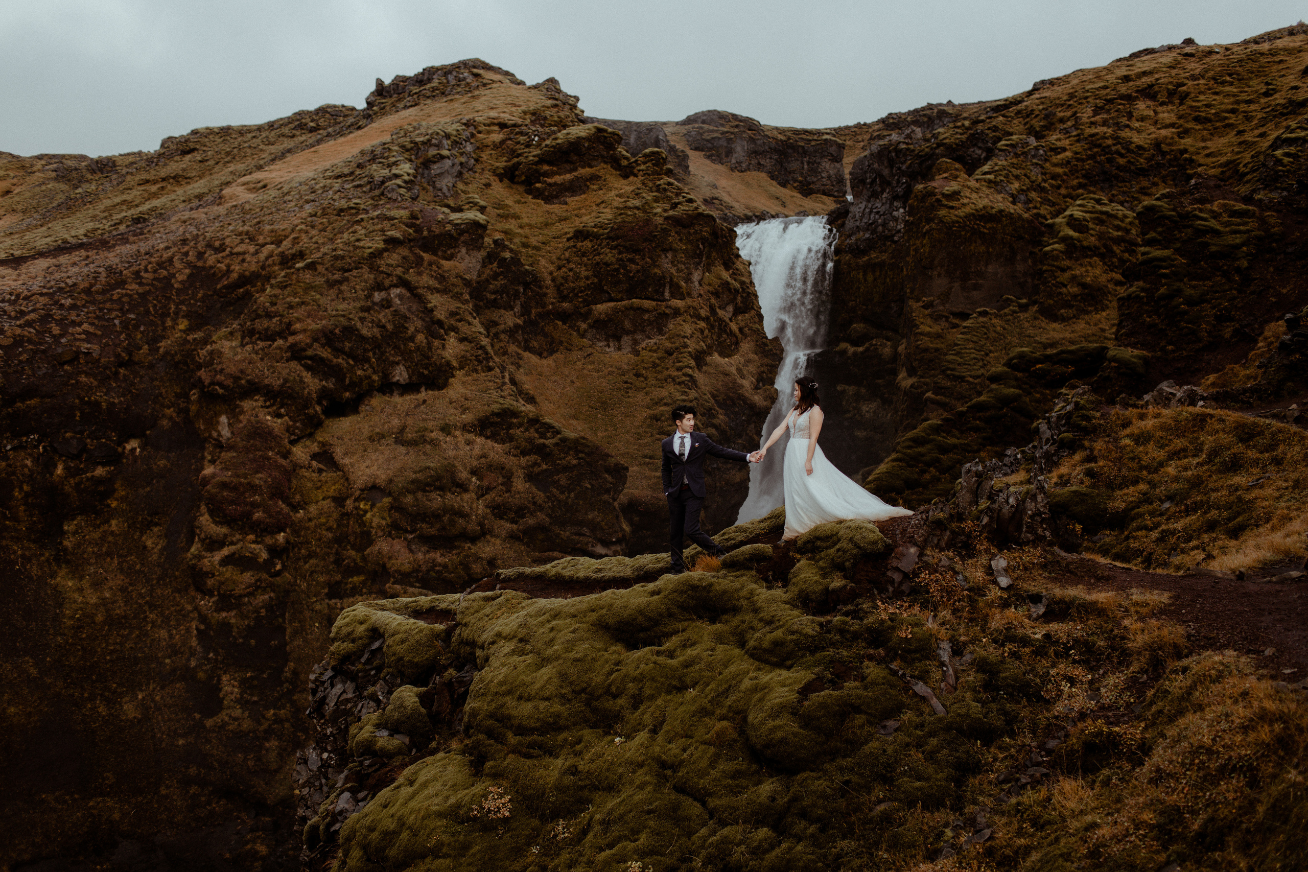 Hidden Waterfalls Iceland Elopement. Iceland elopement photo and video | Nikolaichik Photo