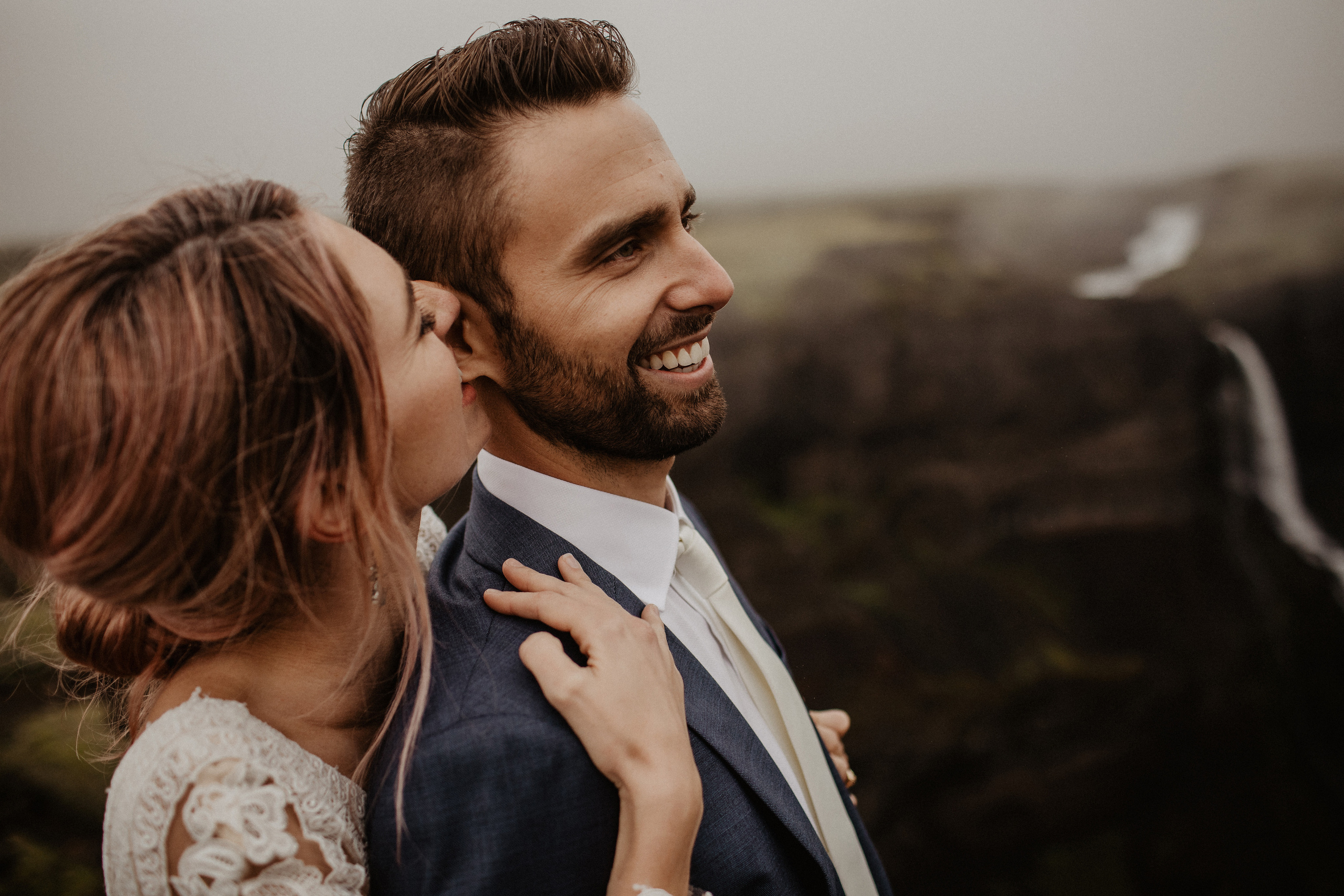 Elopement at Haifoss waterfall. Iceland elopement photo and video | Nikolaichik Photo