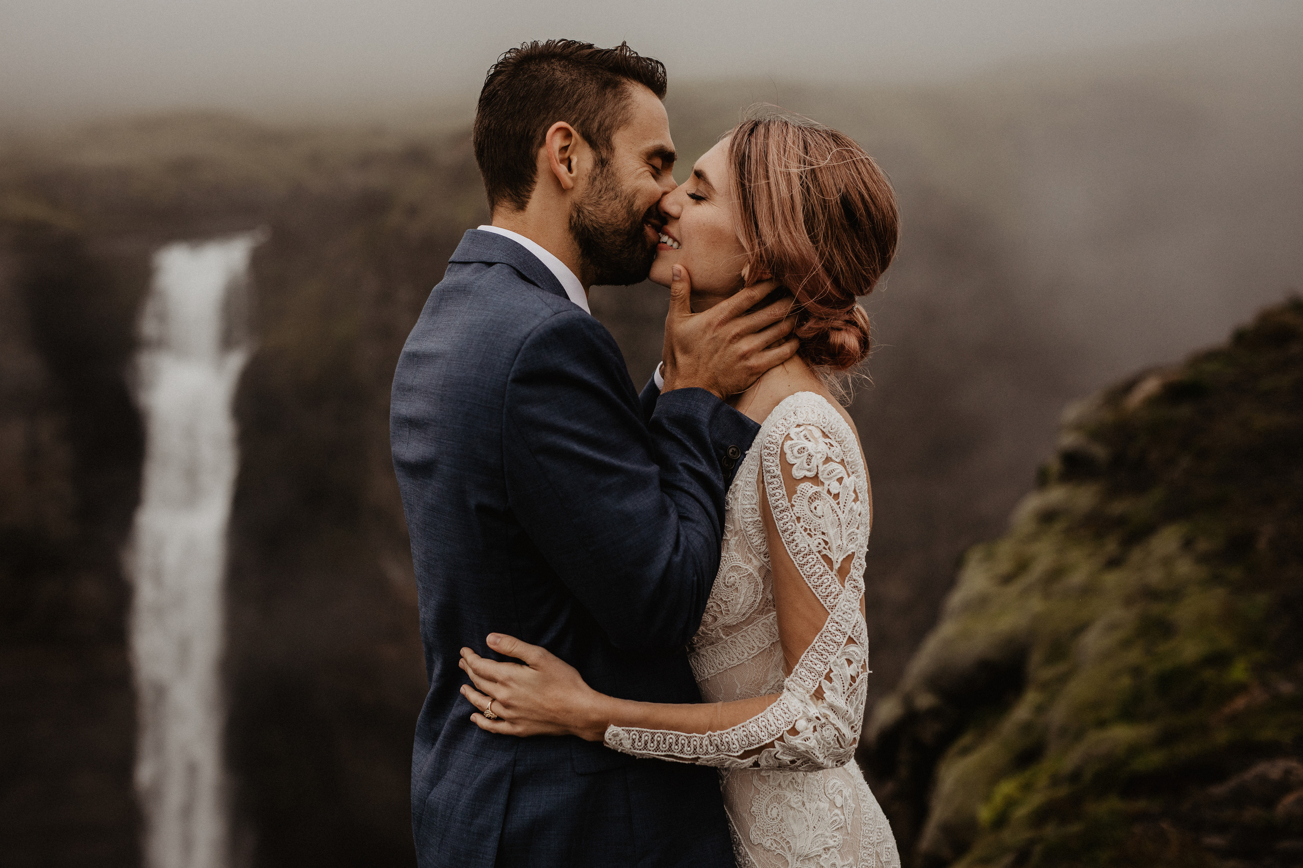 Elopement at Haifoss waterfall. Iceland elopement photo and video | Nikolaichik Photo