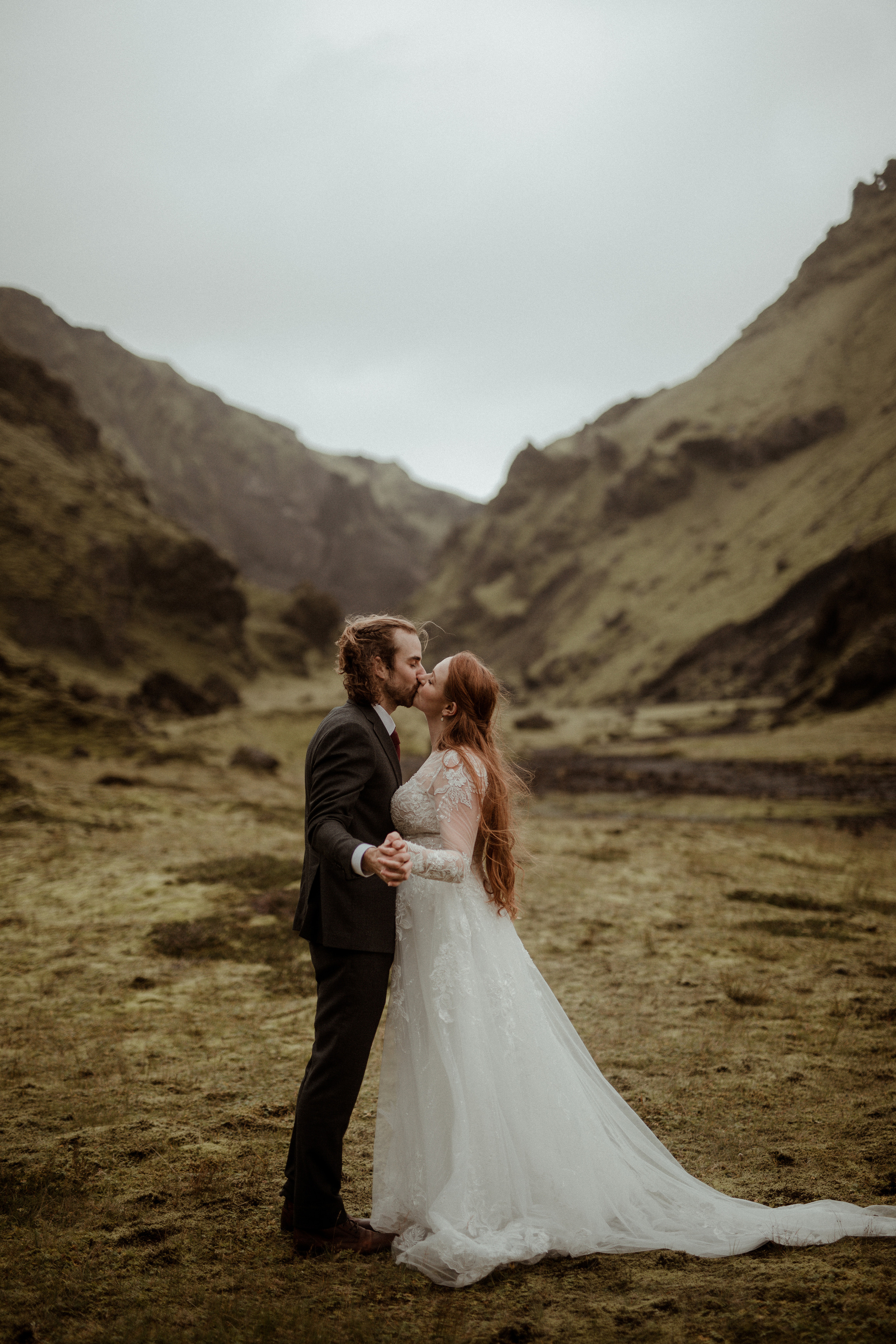 Ceremony at secret waterfall Iceland. Iceland elopement photographer & videographer