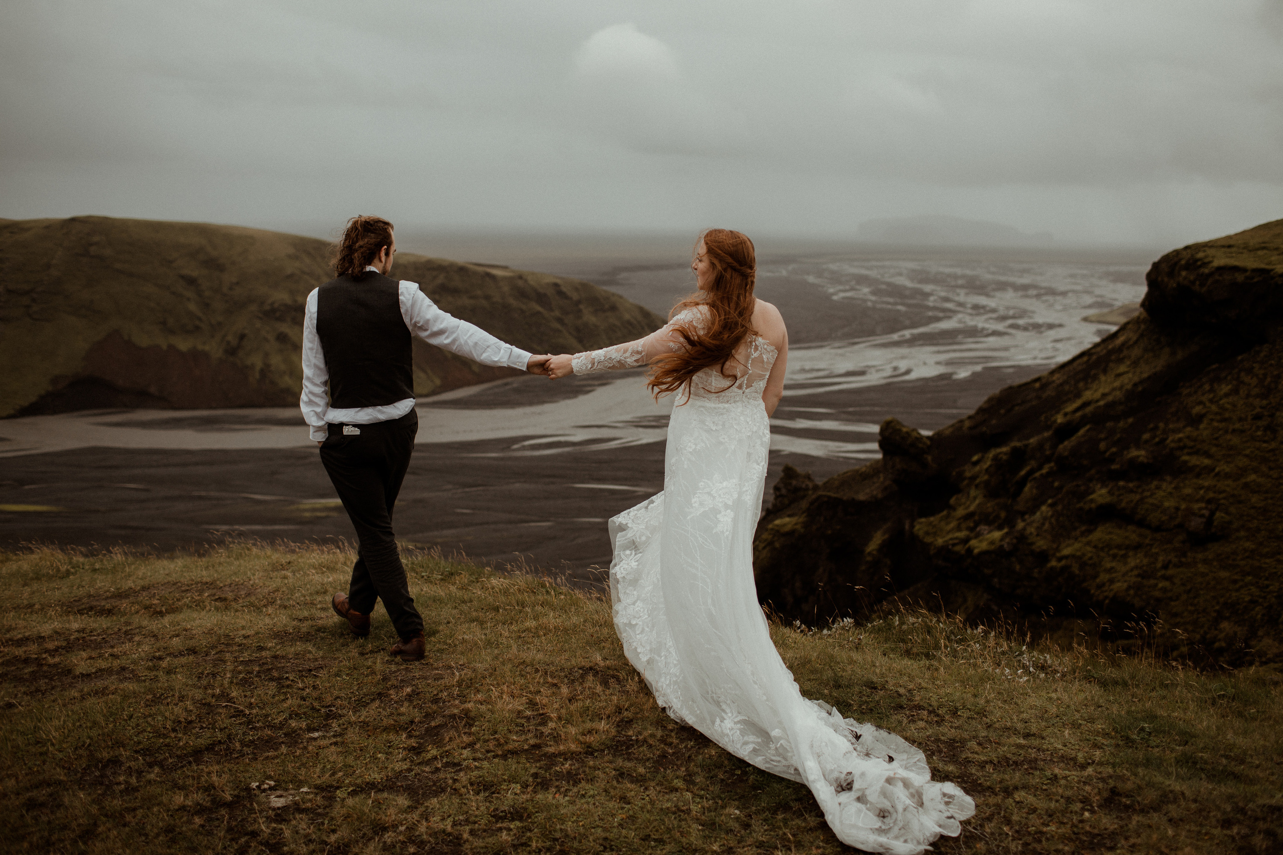 Ceremony at secret waterfall Iceland. Iceland elopement photographer & videographer