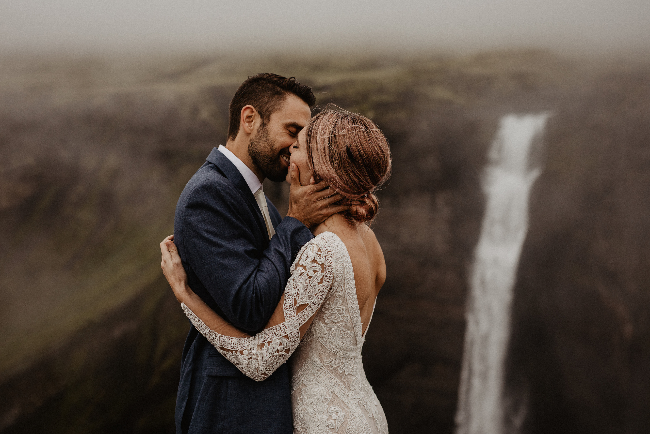 Elopement at Haifoss waterfall. Iceland elopement photo and video | Nikolaichik Photo