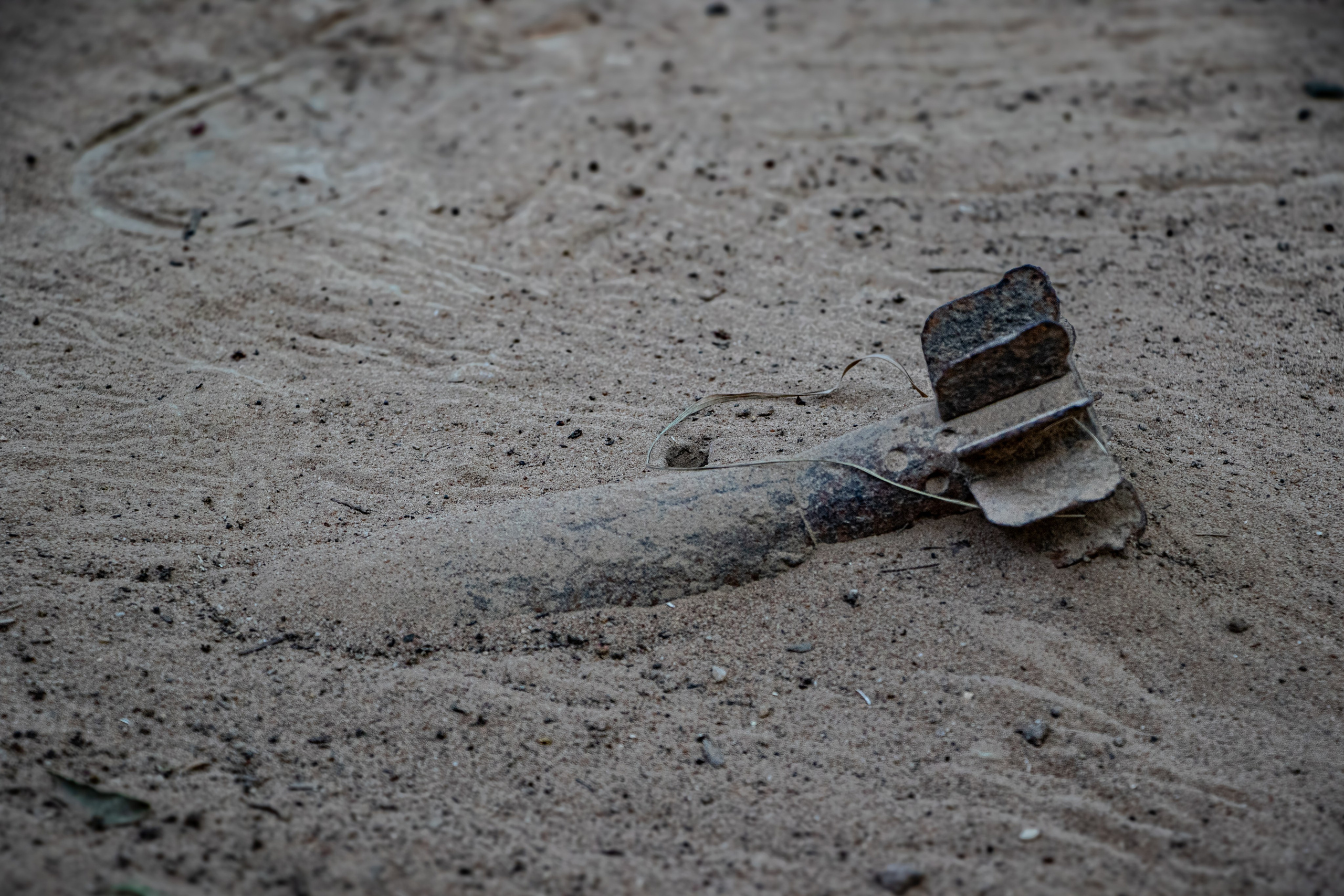 Un explosif enfoui dans la terre, un souvenir silencieux et dangereux du passé.