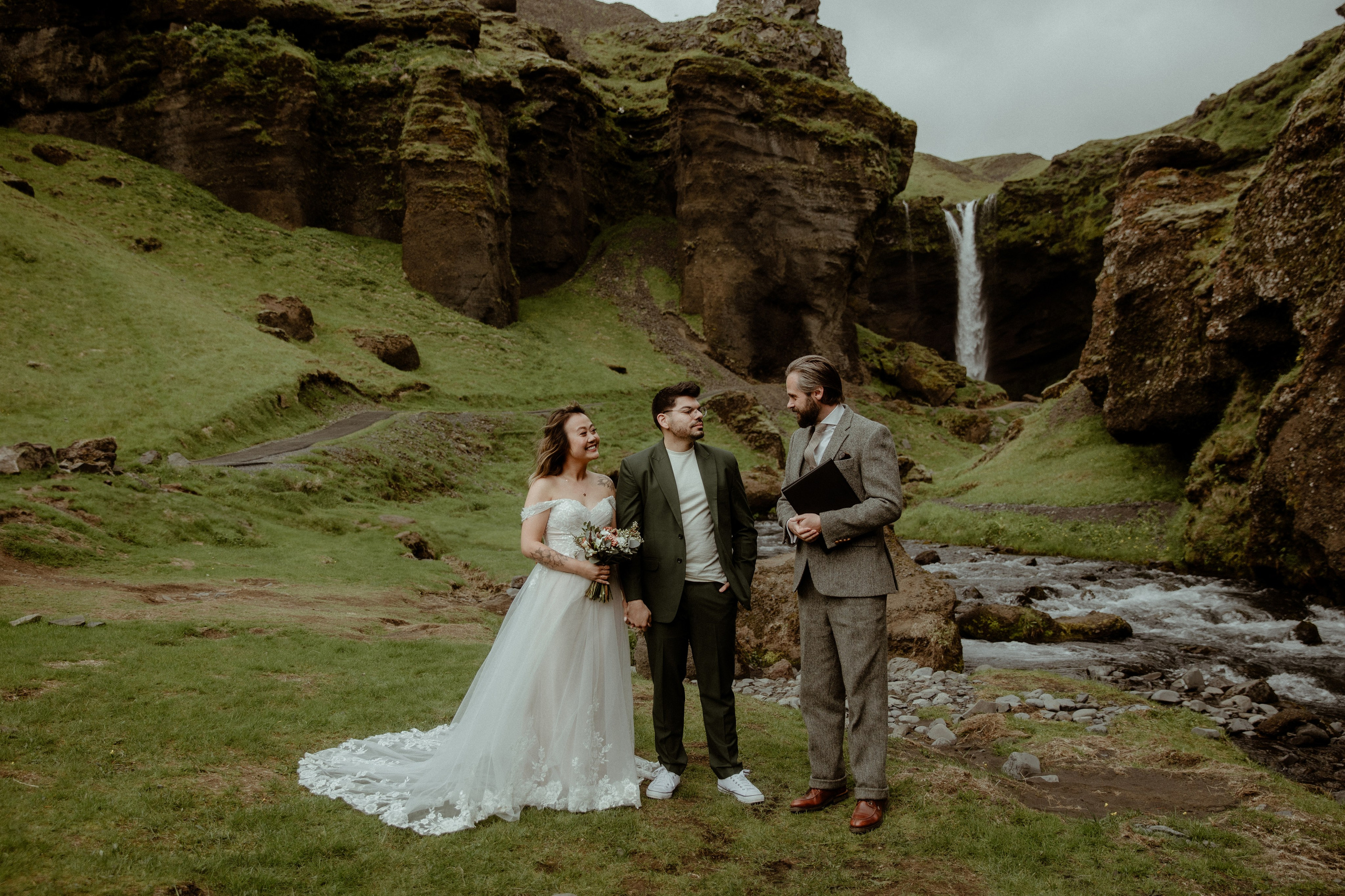 Elopement at Kvernufoss Waterfall. Iceland elopement photo and video | Nikolaichik Photo