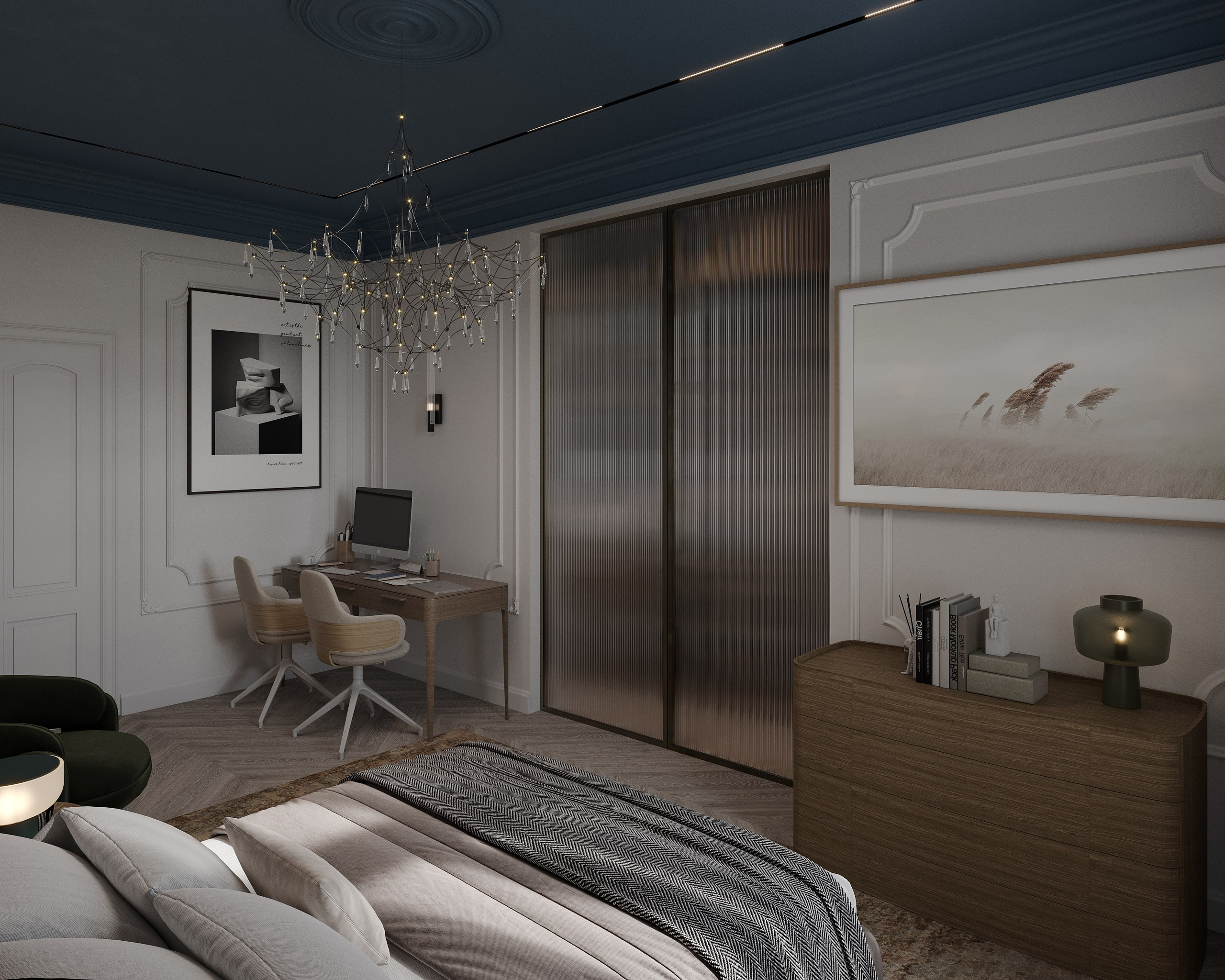 Ložnice s šatnou. Filipenka architects