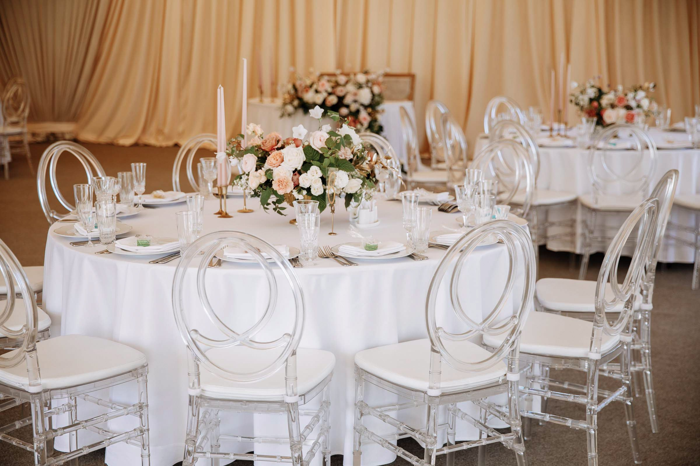 Reception room details, by Tanya Bodgan, Bude wedding photography.