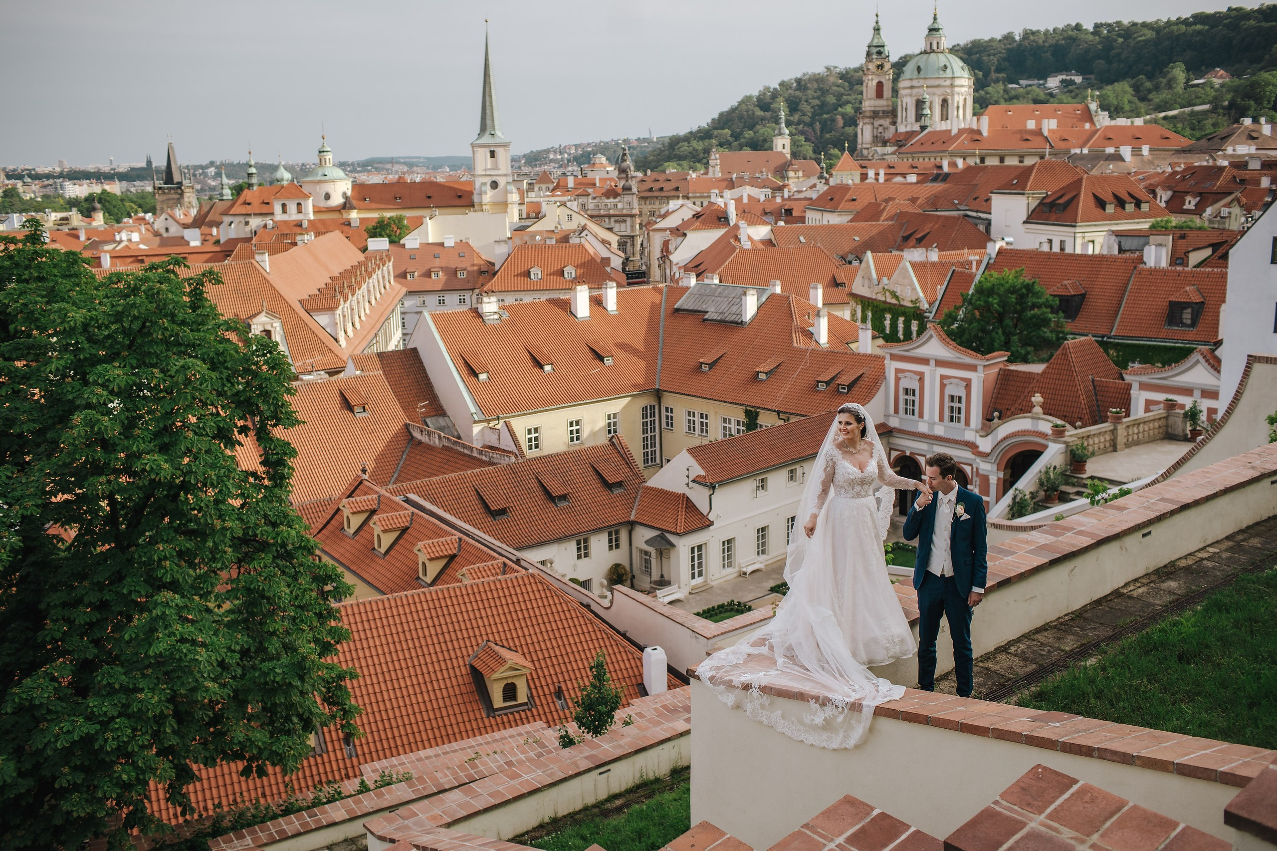 Unforgettable wedding portrait of bride & groom at the Ledebour Garden