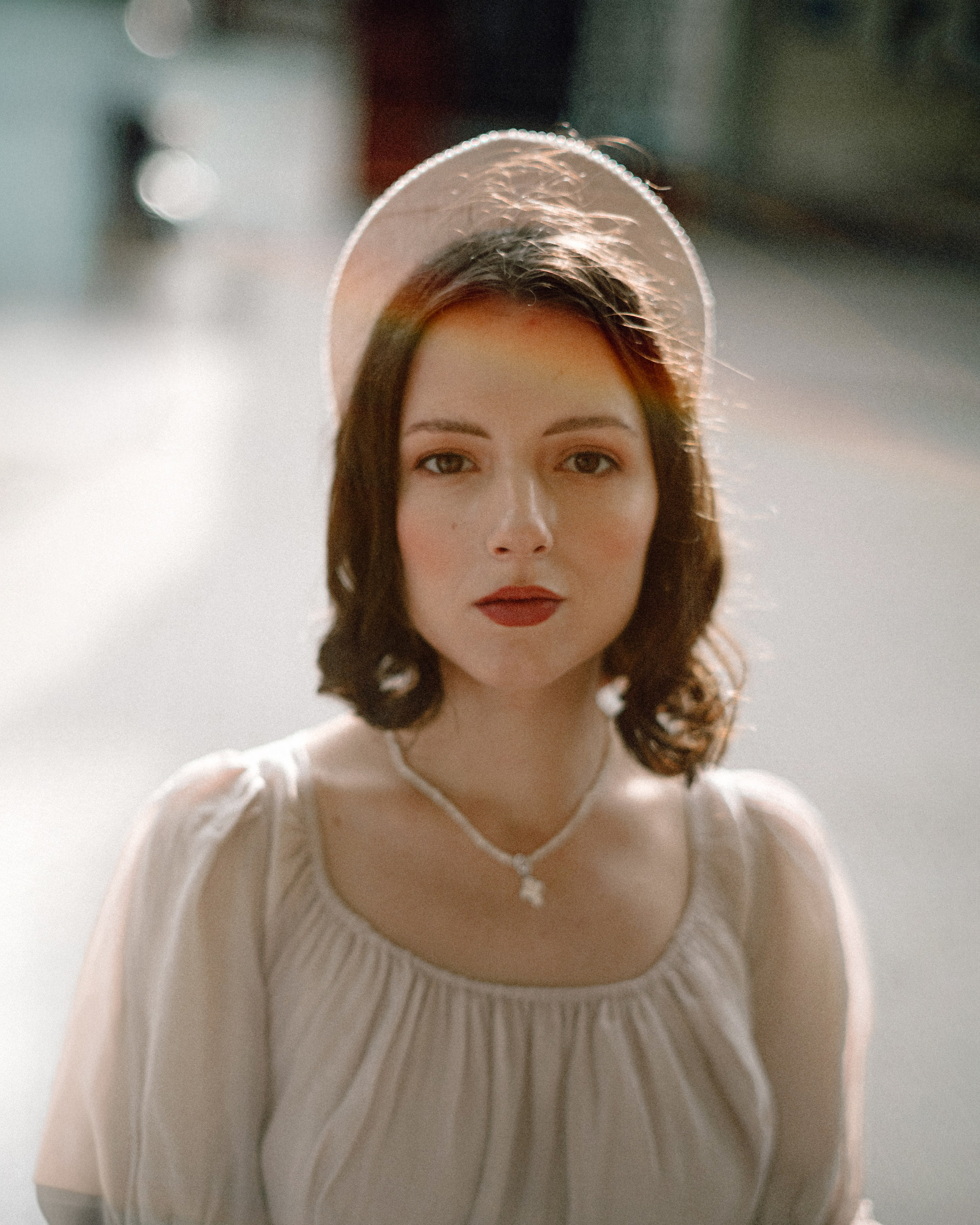 Slavic folklore shoot in traditional headwear and white dress. Moth & Moss Photography