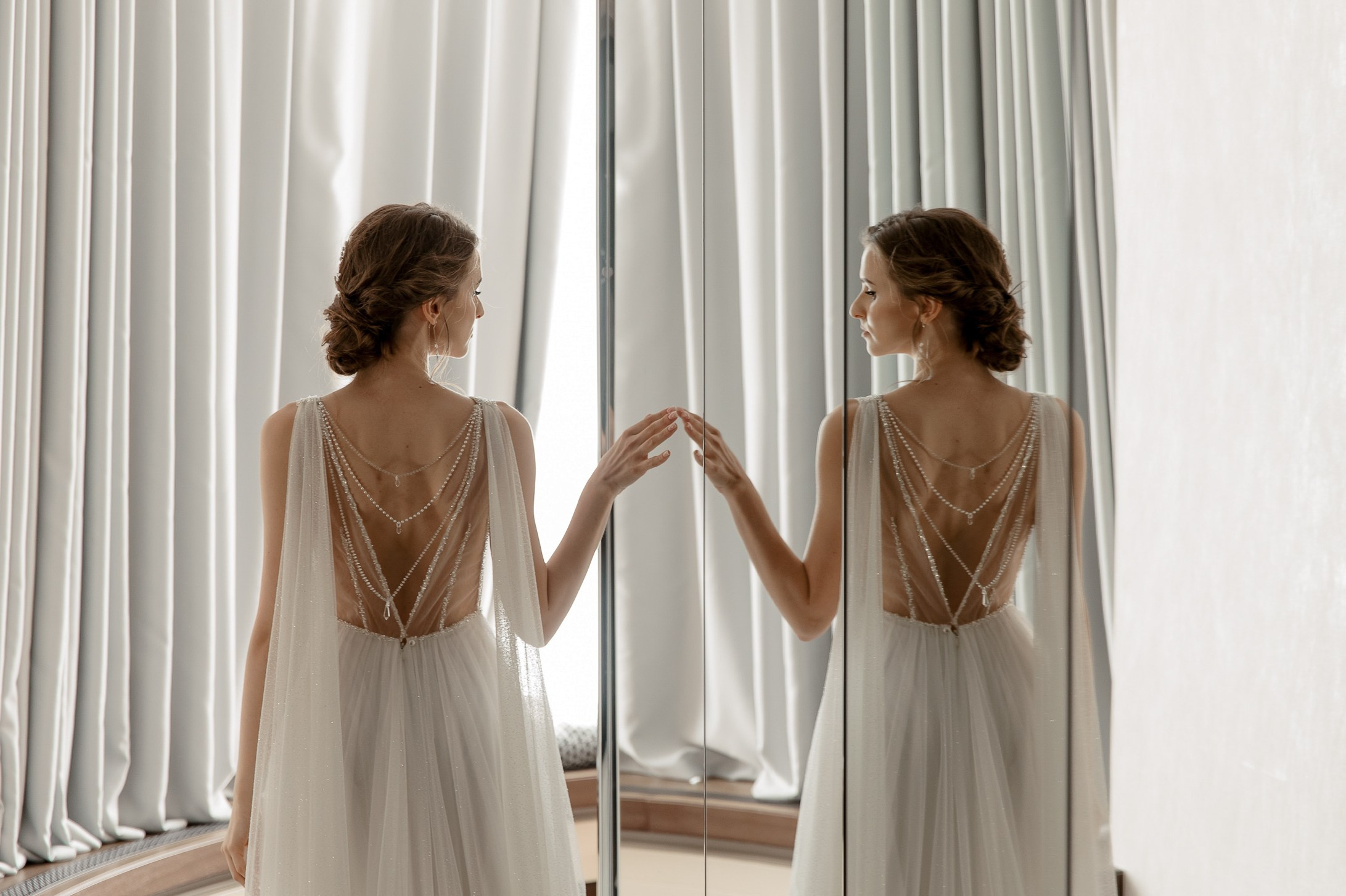 Bride’s morning portrait, by Tanya Bodgan, Plymouth wedding photography.